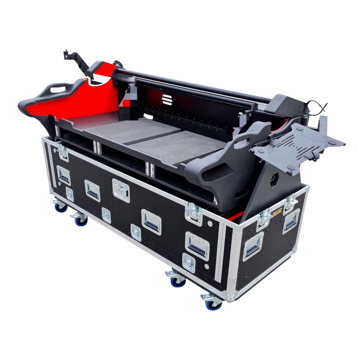 ProX DiGiCo Quantum 338 Flip-Ready Hydraulic Console Easy Retracting Lifting 2x2U Rack Space Flight Case with wheels by ZCASE