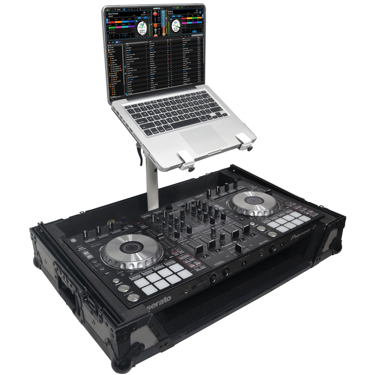 ProX Articulating Laptop Tray Arm Pole for Control Tower DJ Podium Flip Ready DJ Cases White Finish.