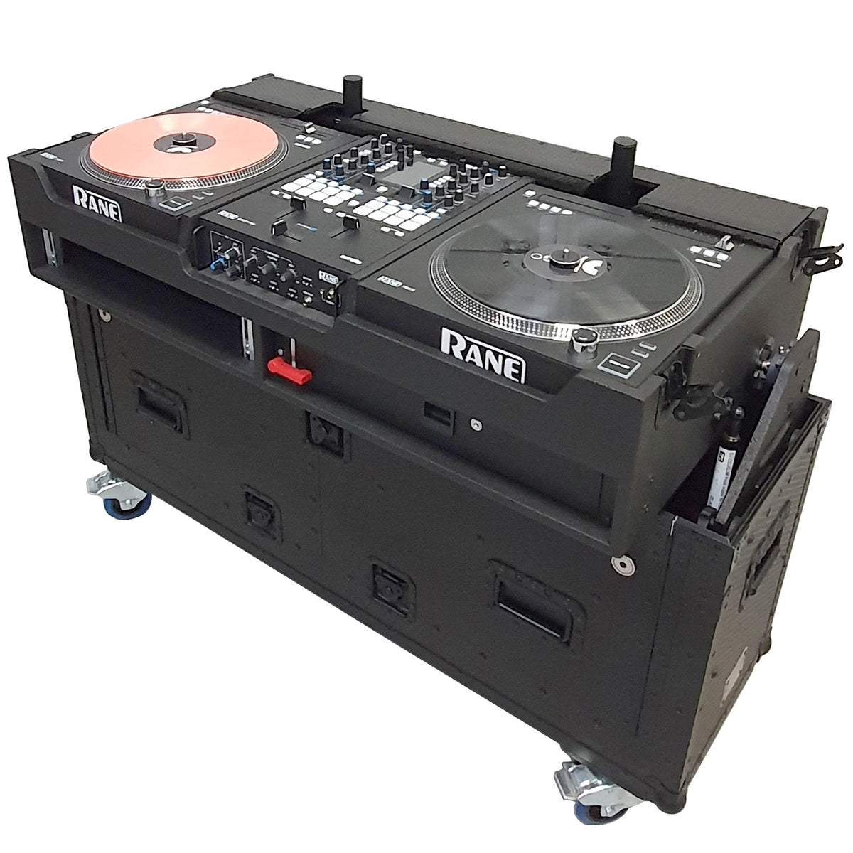 ProX Flip-Ready Easy Retracting Hydraulic Lift Case for RANE Twelve Seventy and Seventy Two MKII Series , with Two Laptop Arms.