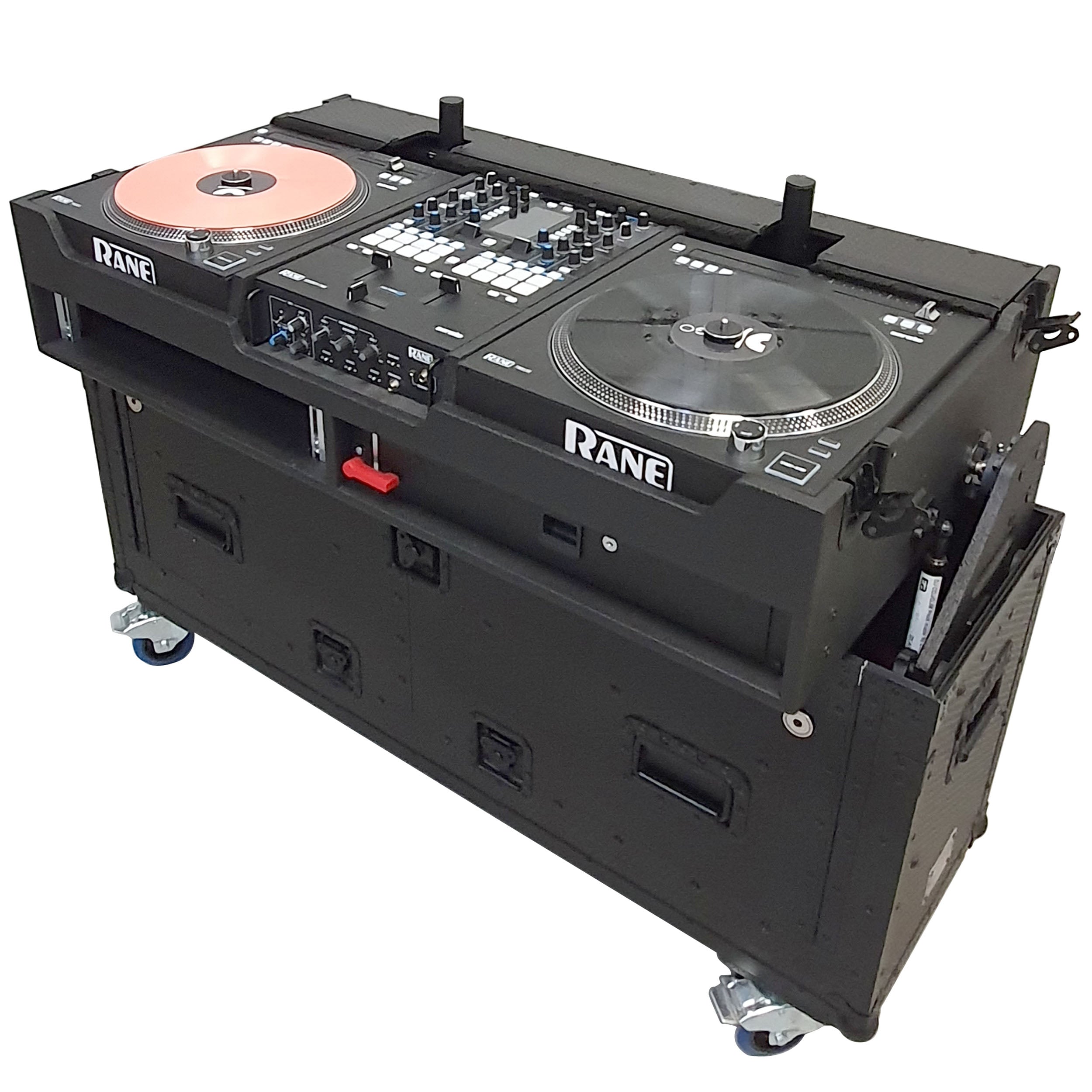 ProX Flip-Ready Easy Retracting Hydraulic Lift Case for RANE Twelve Seventy and Seventy Two MKII Series , with Two Laptop Arms