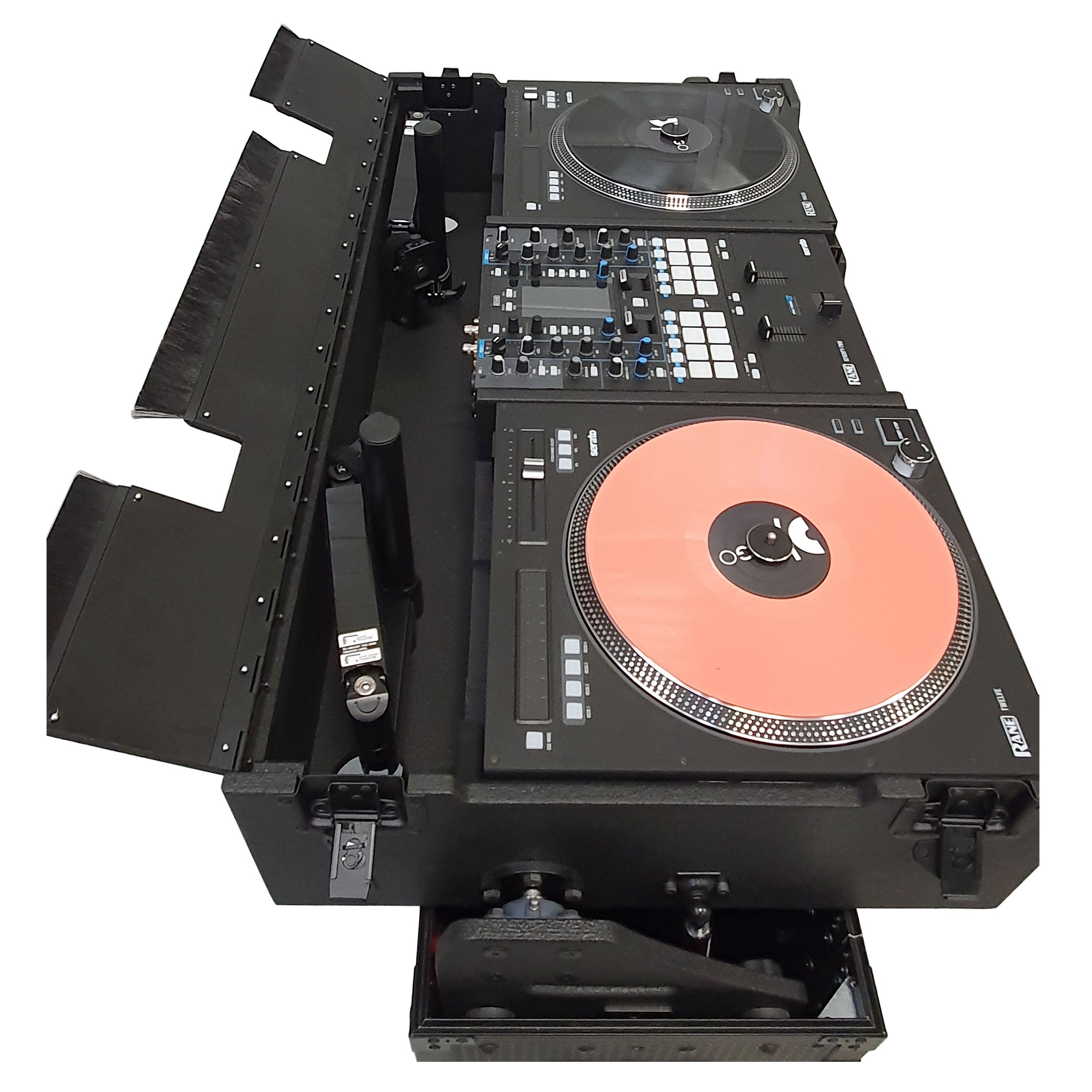 ProX Flip-Ready Easy Retracting Hydraulic Lift Case for RANE Twelve Seventy and Seventy Two MKII Series , with Two Laptop Arms