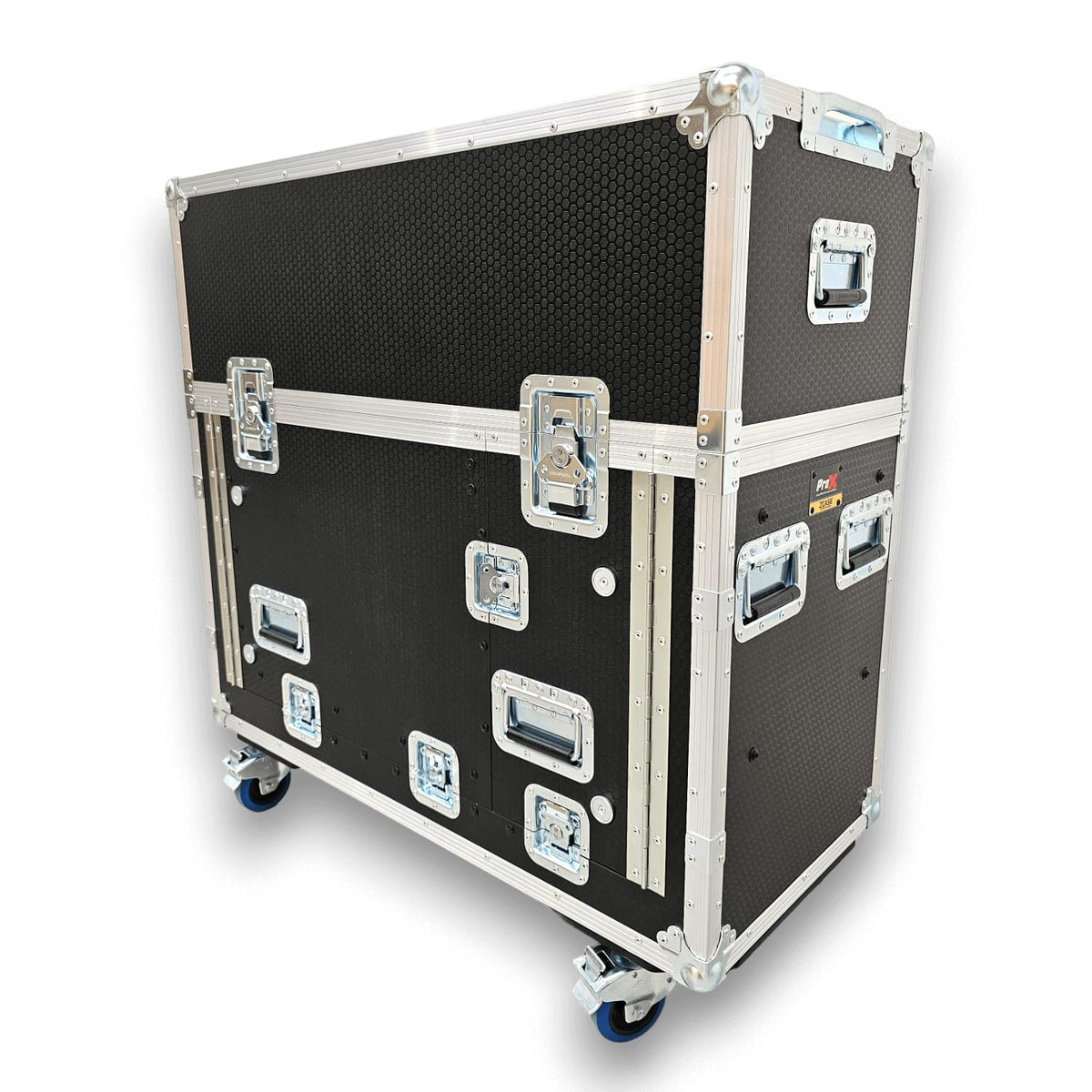ProX Yamaha DM7 Hydraulic Flip-Ready Console Easy Retracting Lifting 1U Rack Space Flight Case with wheels by ZCASE.
