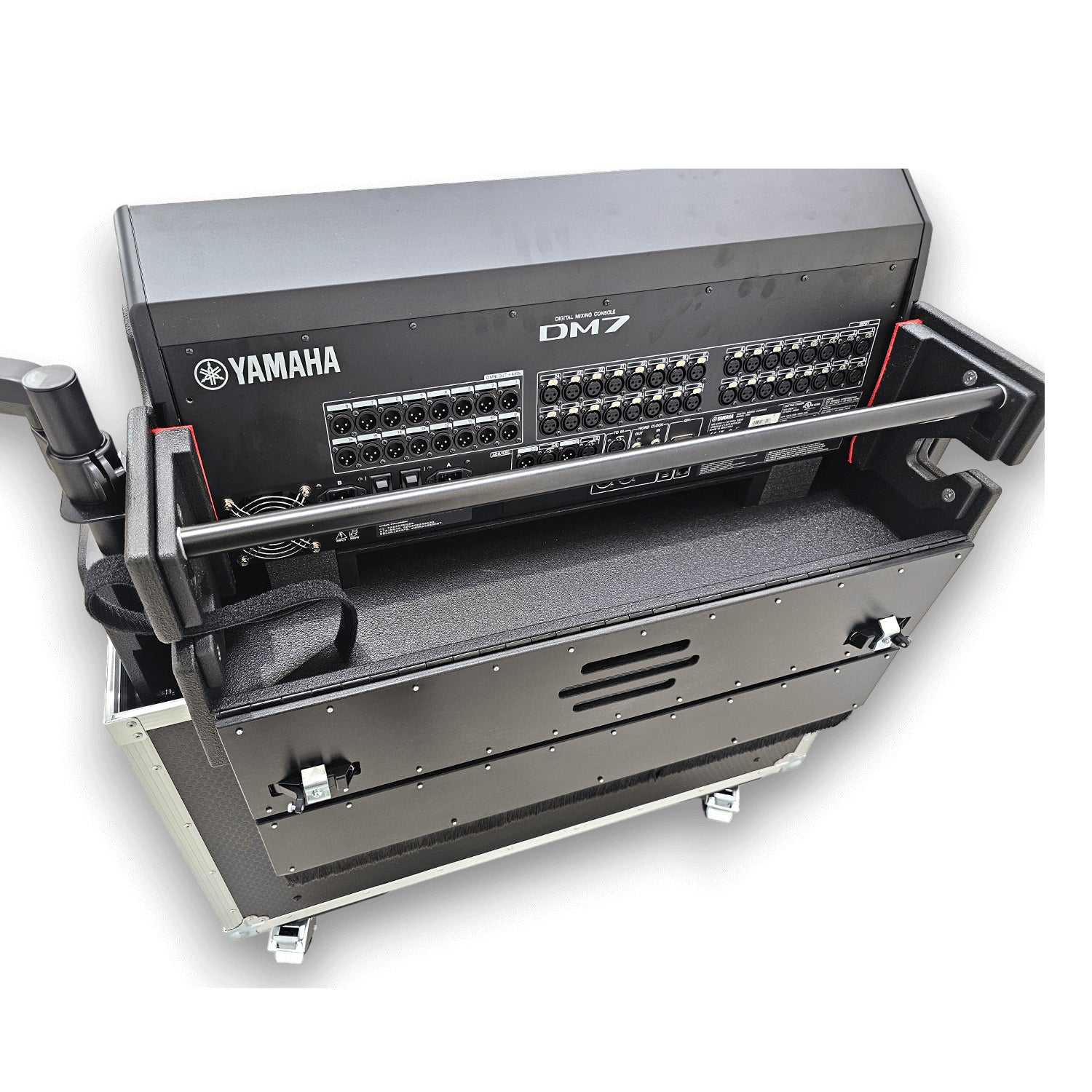 ProX Yamaha DM7 Hydraulic Flip-Ready Console Easy Retracting Lifting 1U Rack Space Flight Case with wheels by ZCASE