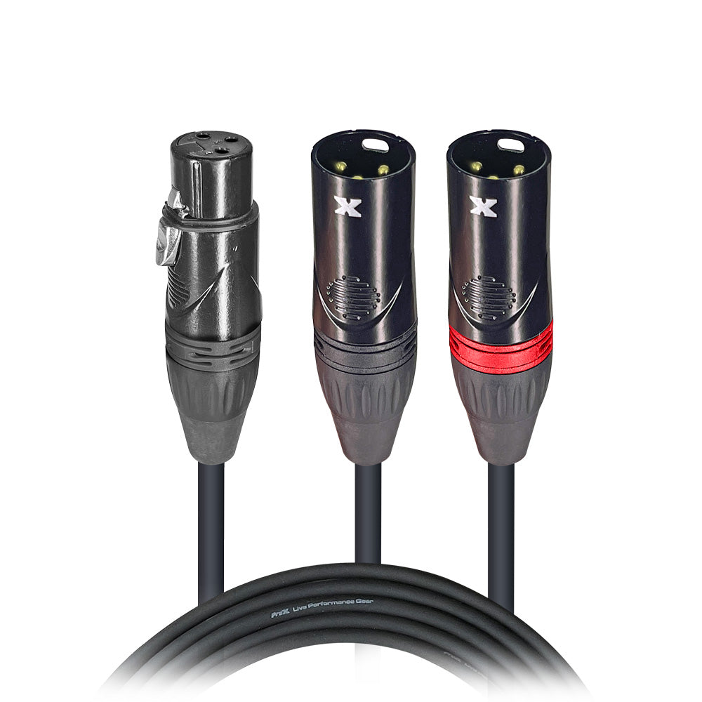 ProX 6 In. Balanced XLR-F to Dual XLR-M High Performance Audio Y Cable
