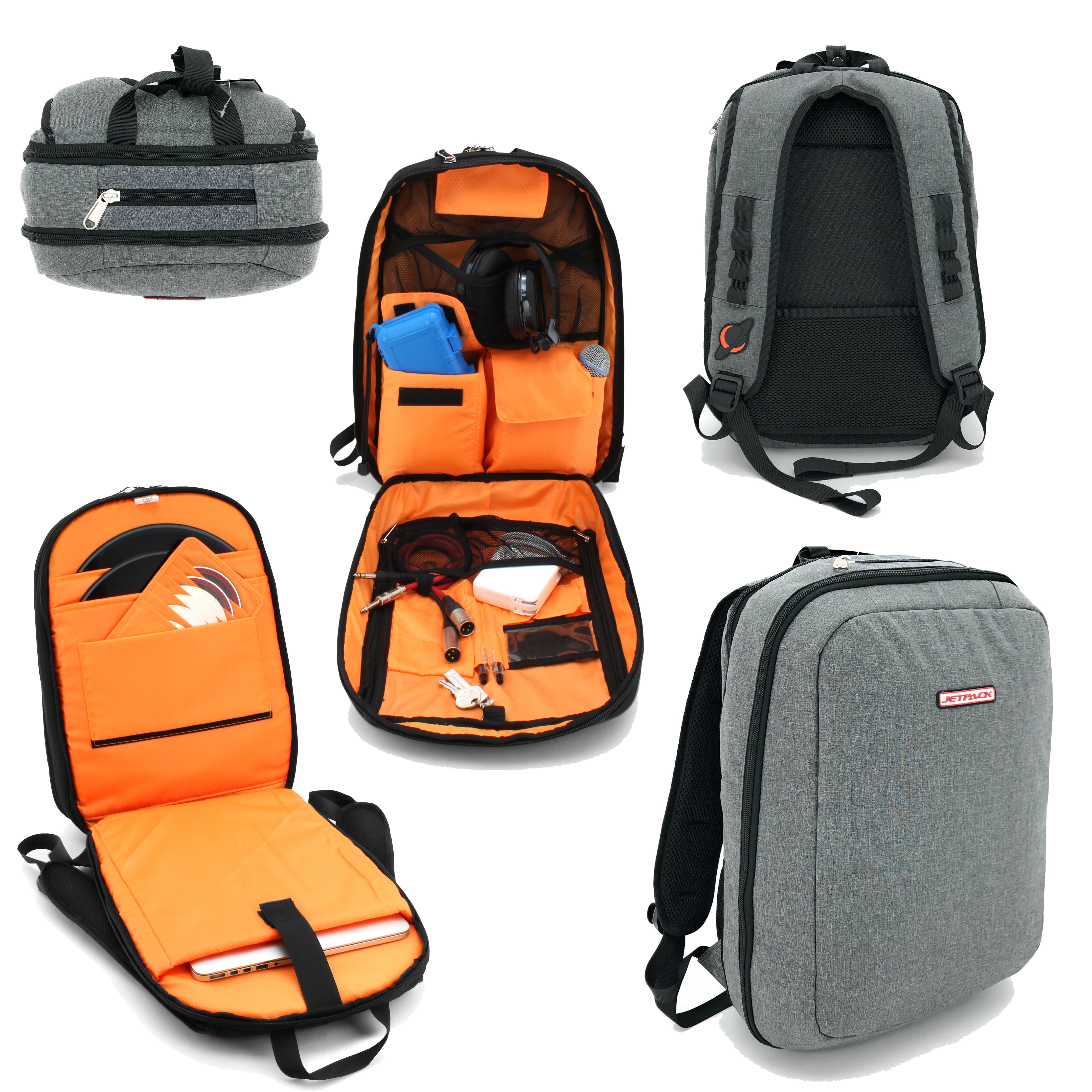 JetPack Slim - Compact Design DJ Backpack (Gray).