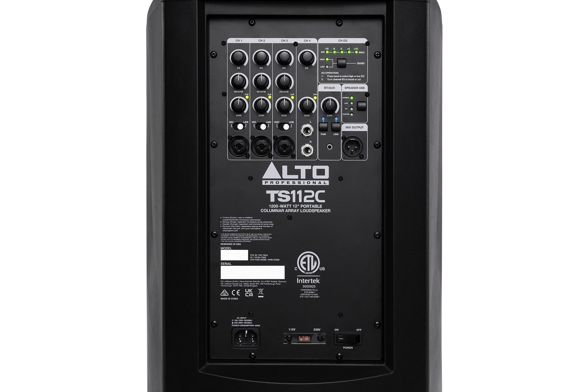 Alto TS112C - 1200W Portable Column Array PA Speaker with DSP and Bluetooth