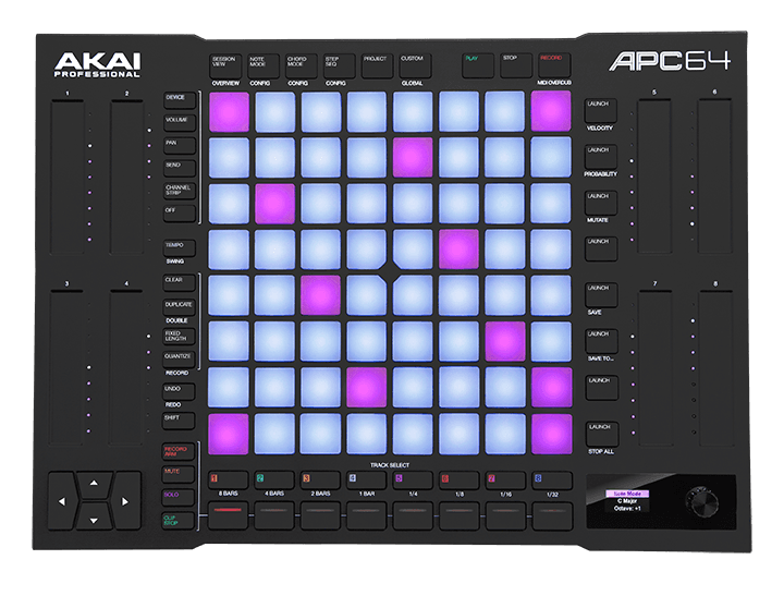 Akai APC64 - Ableton Live Controller With 64 Velocity-Sensitive Pads and 8 Assignable Touch Strips.