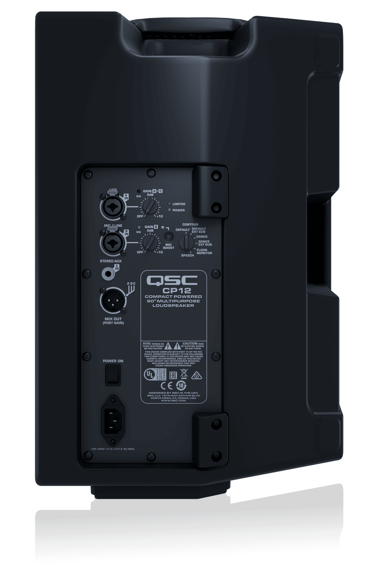 QSC CP12 - 1000 Watt 12-inch 2-Way Compact Powered Loudspeaker (Single).