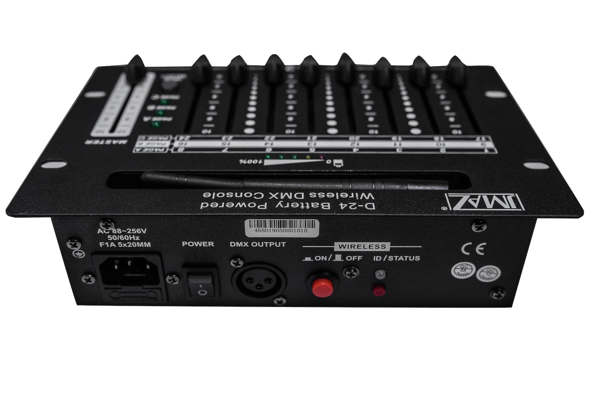 JMAZ D-24 WIRELESS DMX CONTROLLER - D-24 Wireless Battery Powered 24 Channel DMX Controller.