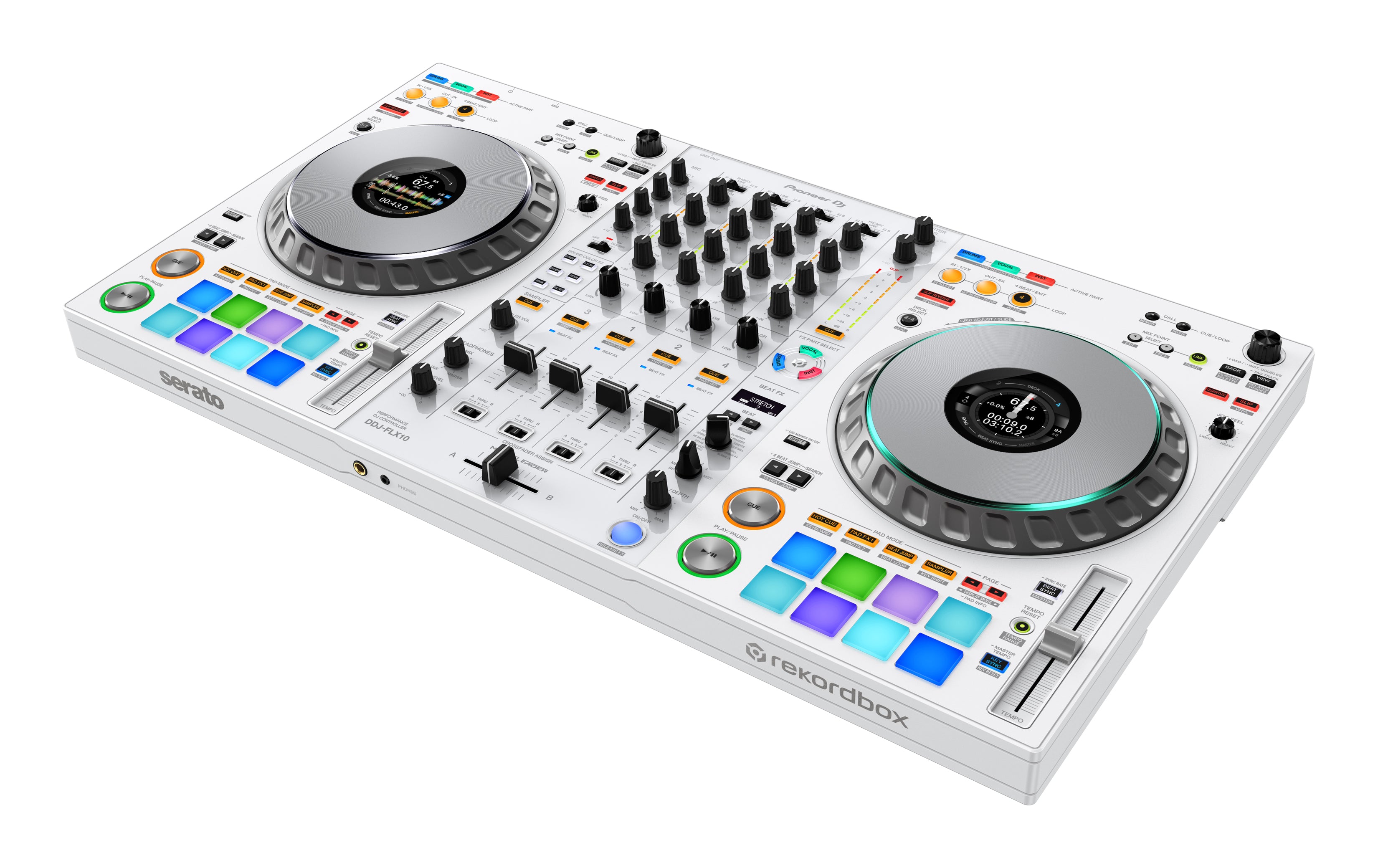Pioneer DJ DDJ-FLX10-W - 4-channel DJ controller for Rekordbox & Serato (White, Limited Edition)