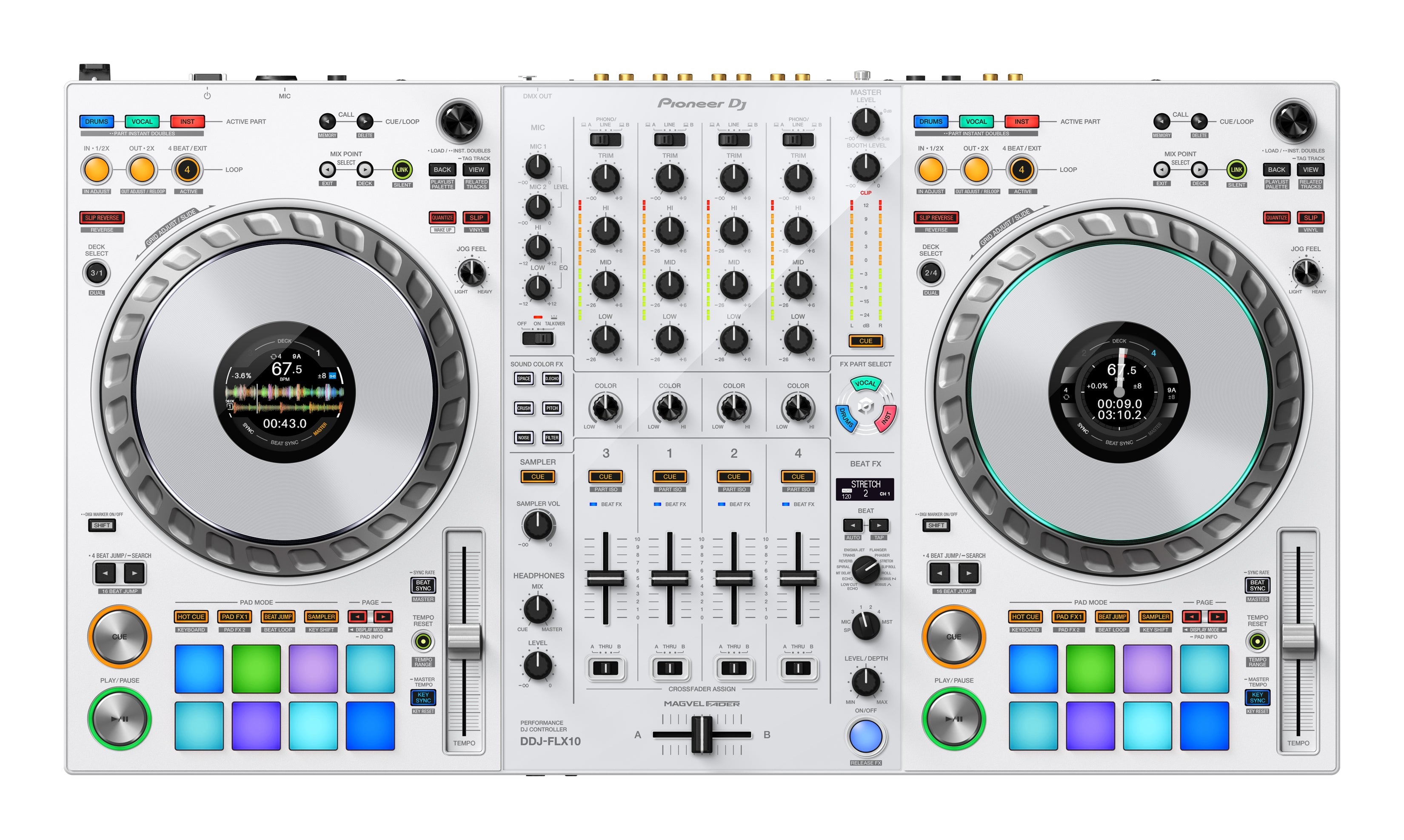 Pioneer DJ DDJ-FLX10-W - 4-channel DJ controller for Rekordbox & Serato (White, Limited Edition) - Open Box
