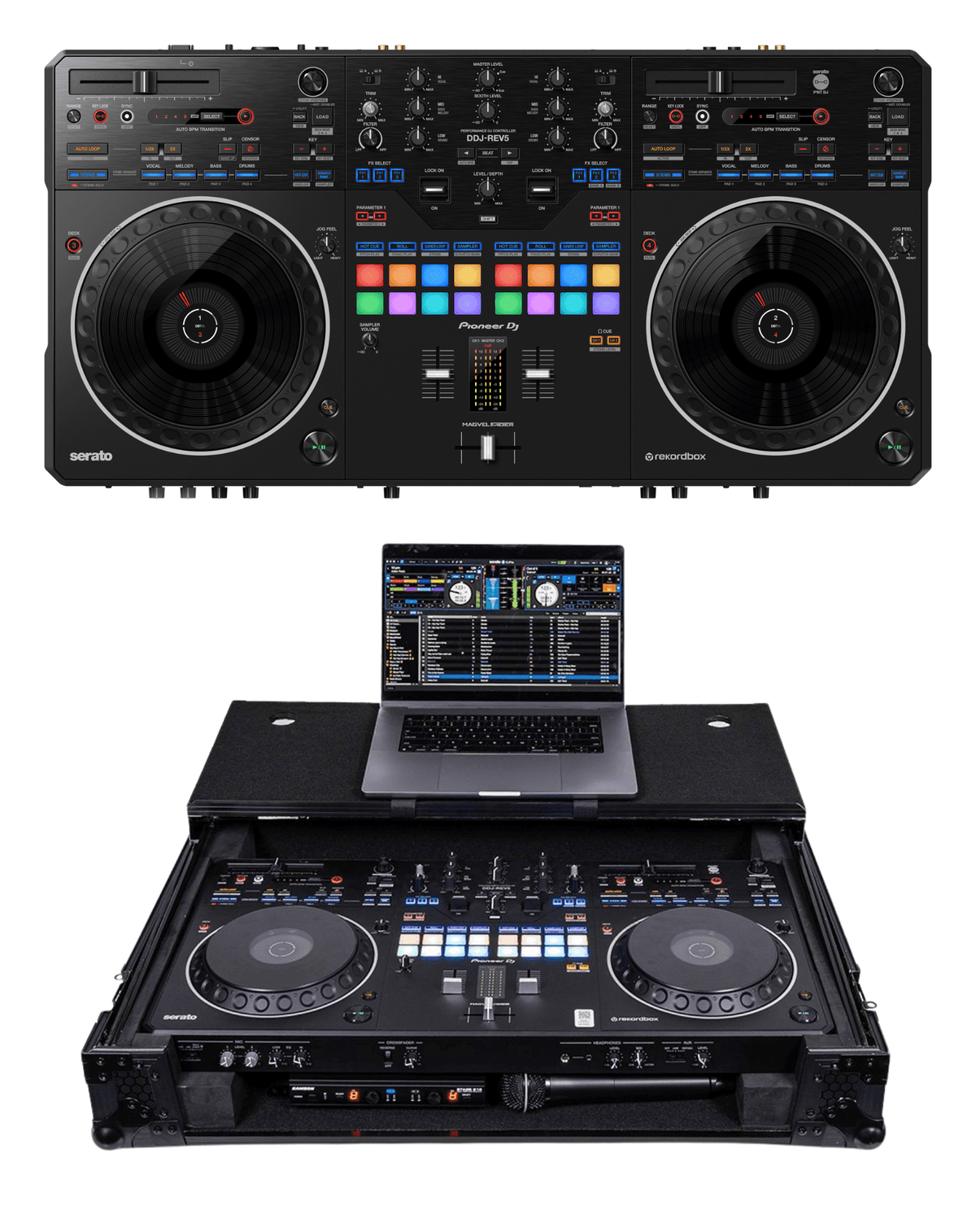 Pioneer DJ DDJ-REV5 Controller + Headliner HL11001 Volta Power-Ready Case Bundle.
