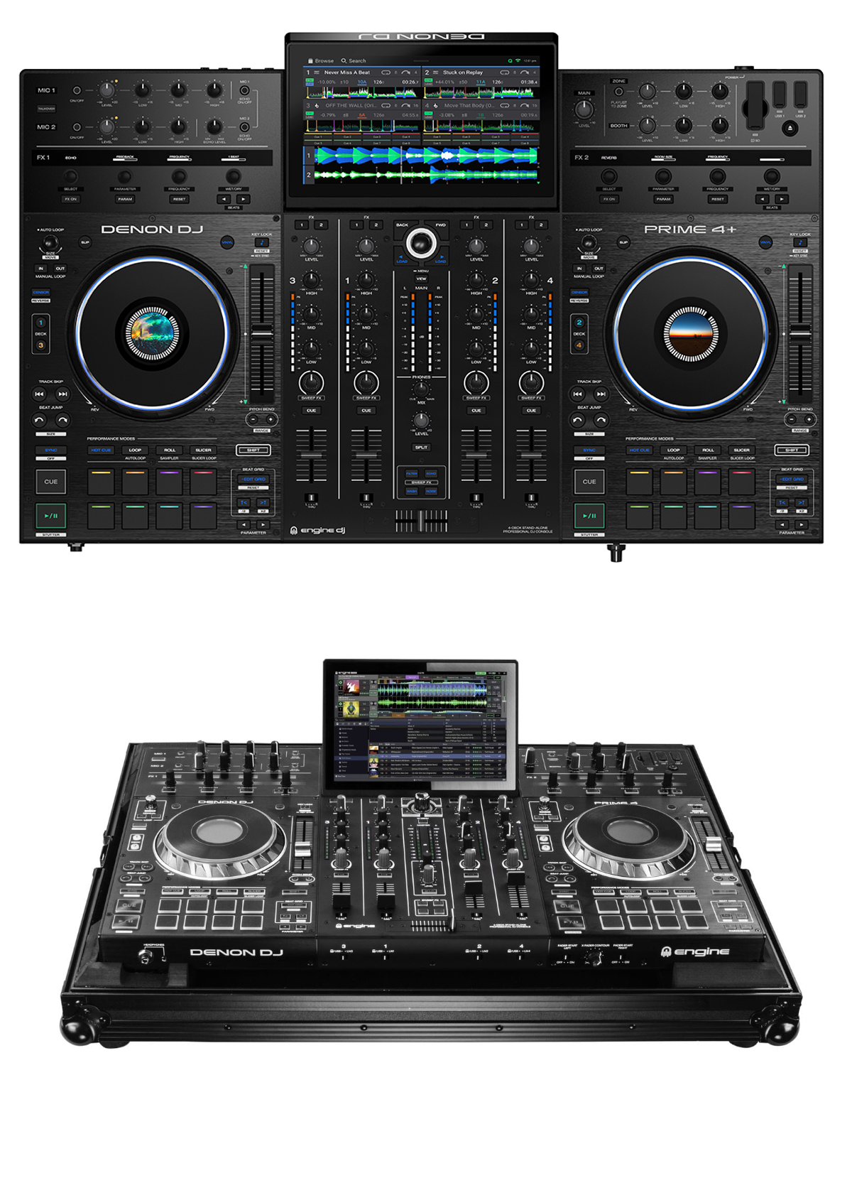 Denon DJ Prime 4+ + Odyssey FZDNPRIME4BL Case Bundle