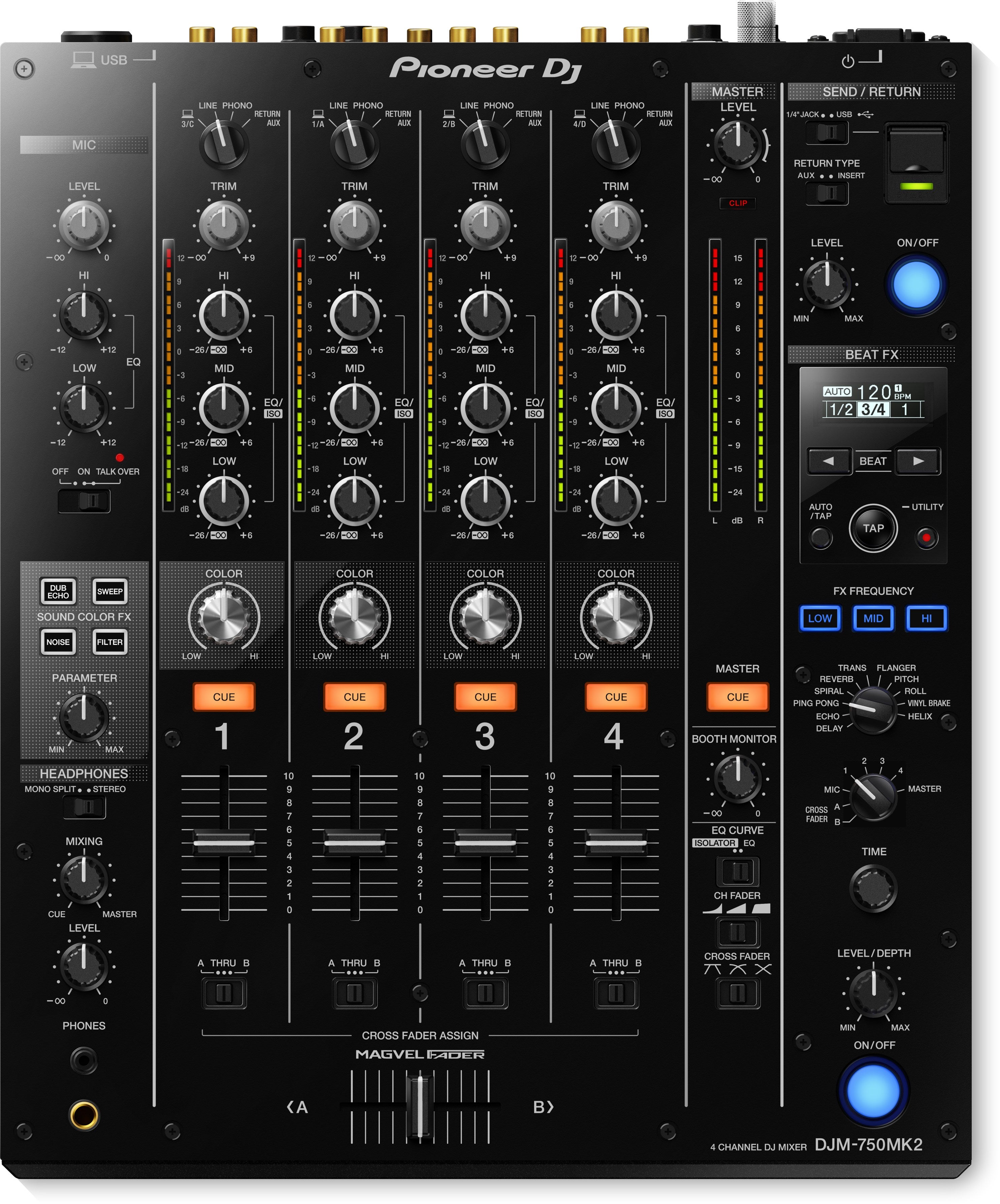 Pioneer DJ DJM-750MK2 - Professional 4-Channel Mixer - Open Box