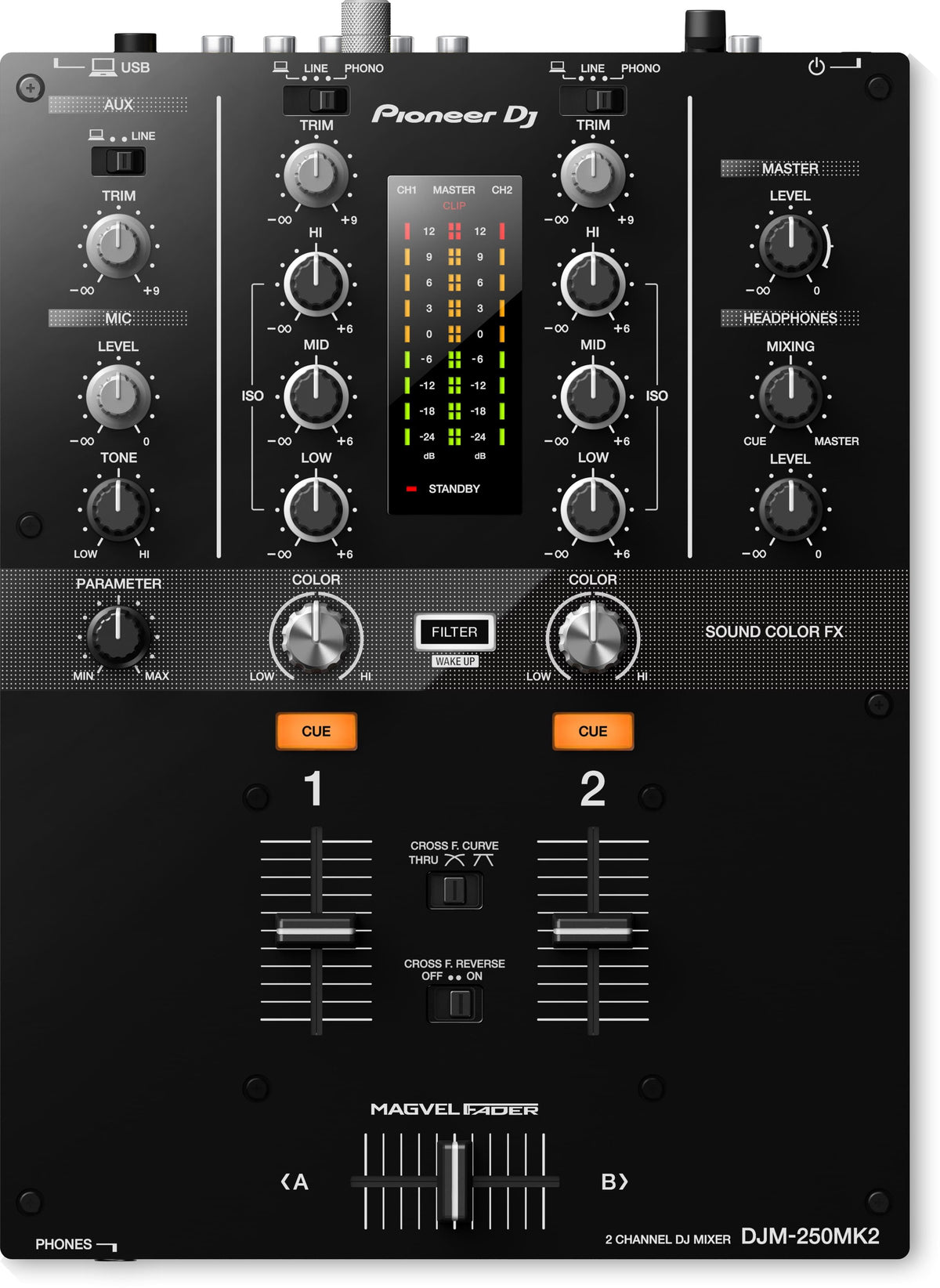Pioneer DJ DJM-250MK2 - 2-Channel Scratch Mixer with rekordbox DJ and rekordbox DVS.