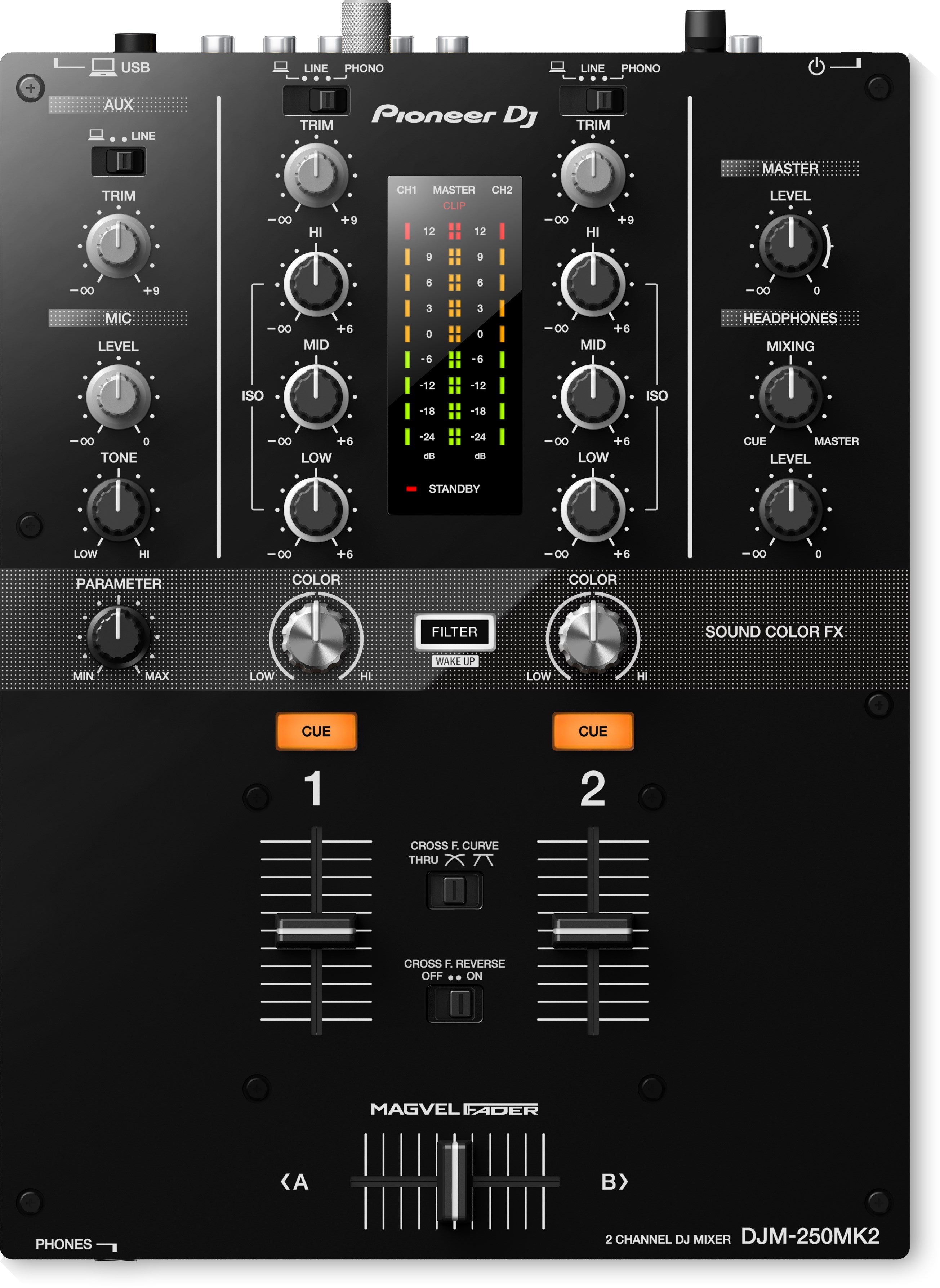 Pioneer DJ DJM-250MK2 - 2-Channel Scratch Mixer with rekordbox DJ and rekordbox DVS Open Box