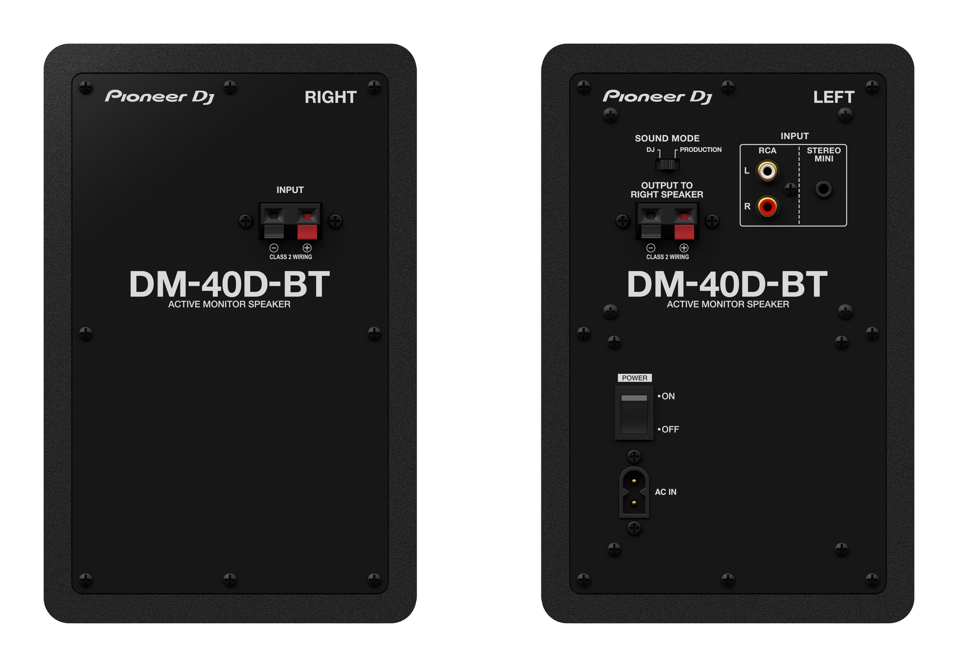 Pioneer DJ DM-40D-BT - 4-Inch Desktop Monitor System with Bluetooth Functionality (Pair, Black)
