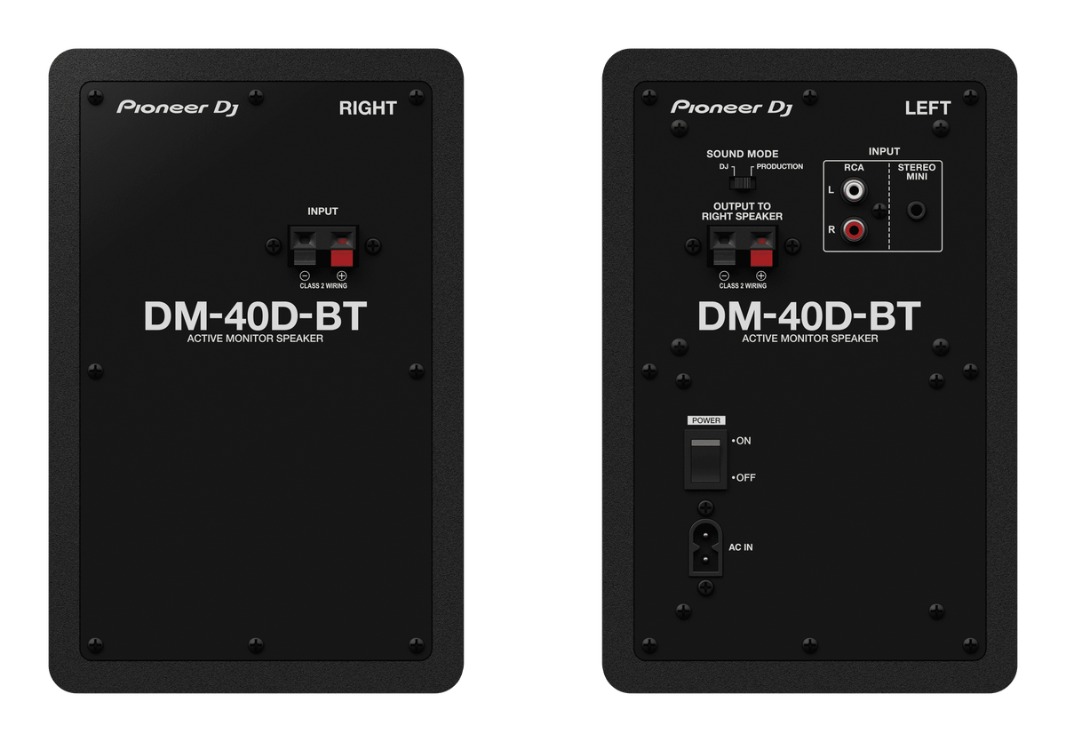 Pioneer DJ DM-40D-BT - 4-Inch Desktop Monitor System with Bluetooth Functionality (Pair, Black).