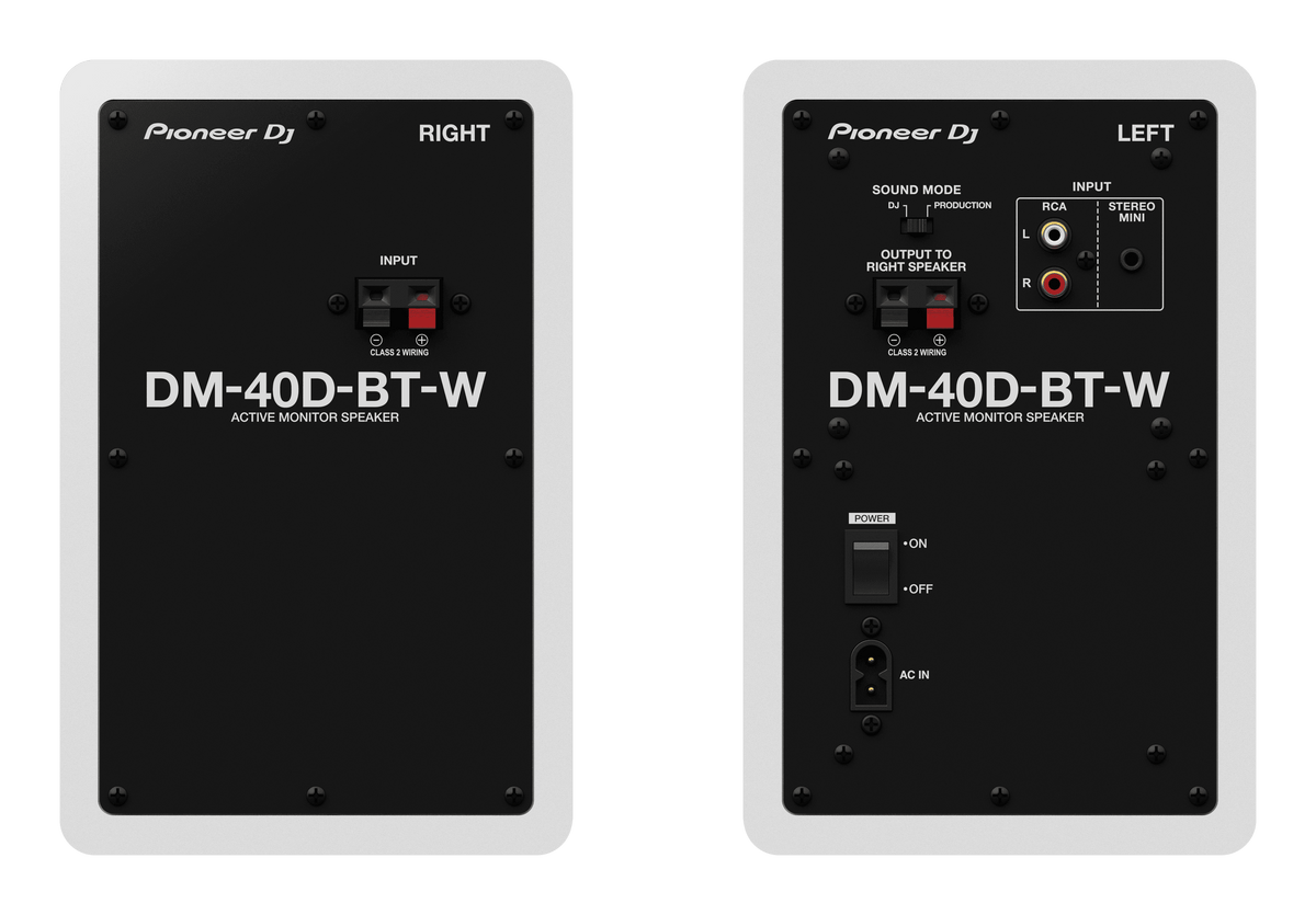 Pioneer DJ DM-40D-BT-W - 4-Inch Desktop Monitor System with Bluetooth Functionality (Pair, White).