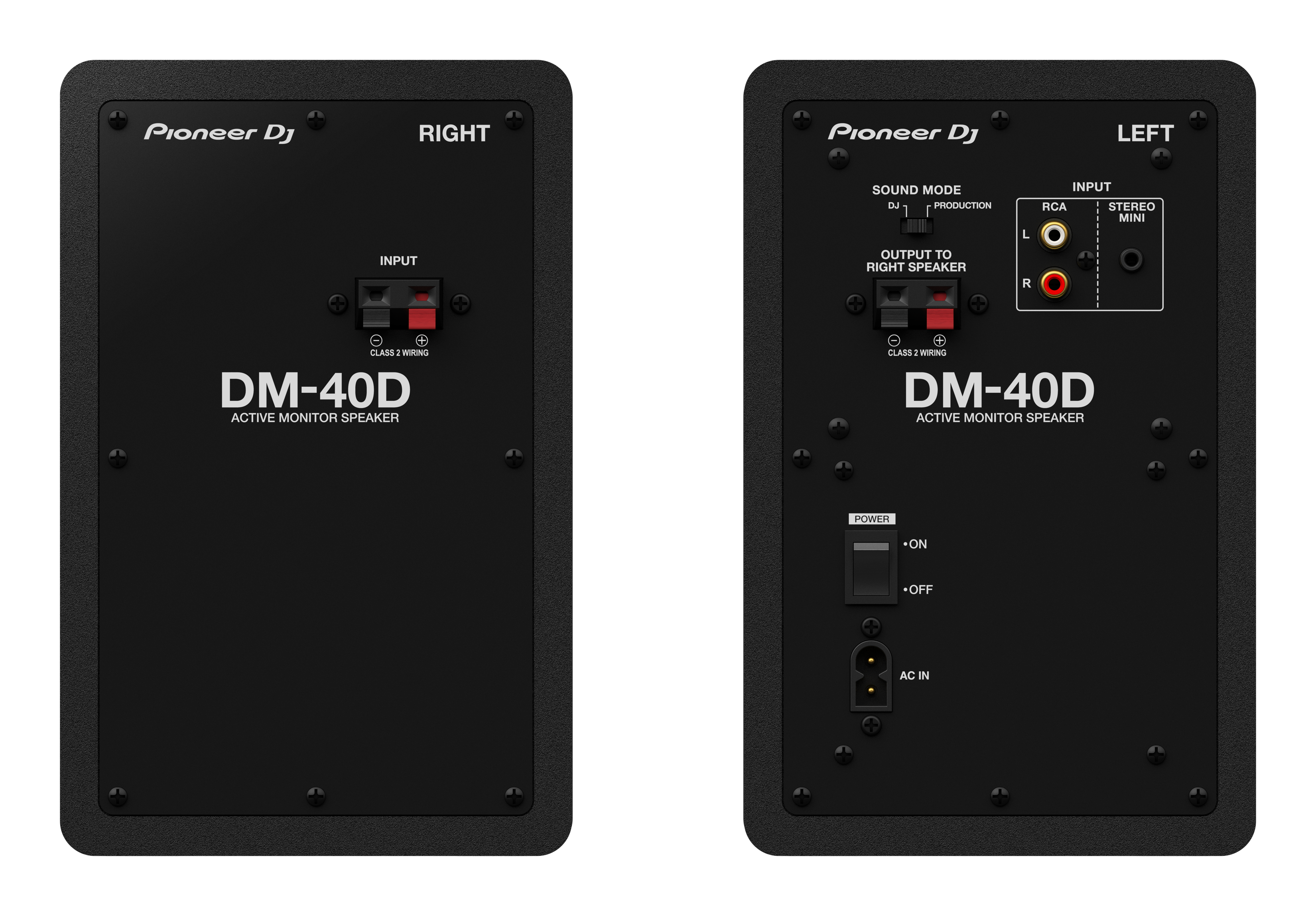 Pioneer DJ DM-40D - 4-Inch Desktop Monitor System (Pair, Black)