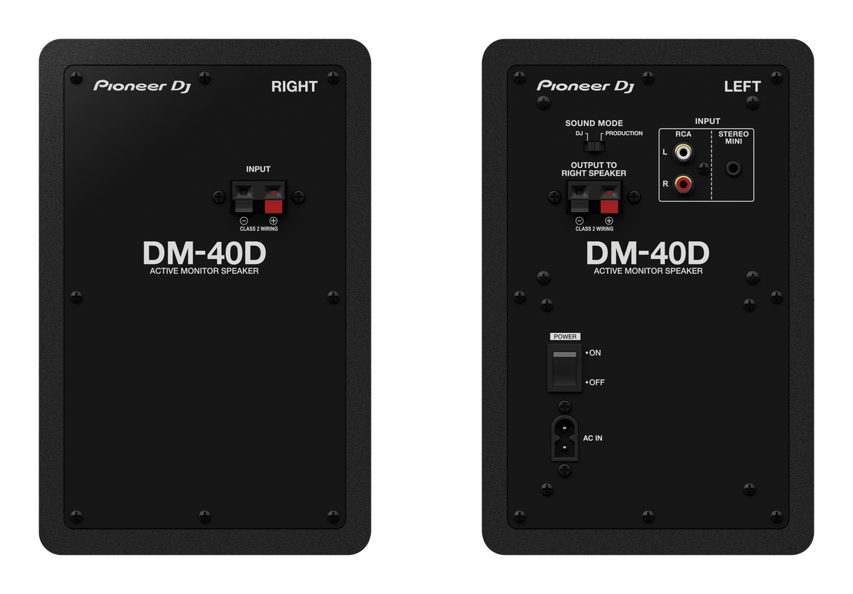 Pioneer DJ DM-40D - 4-Inch Desktop Monitor System (Pair, Black).
