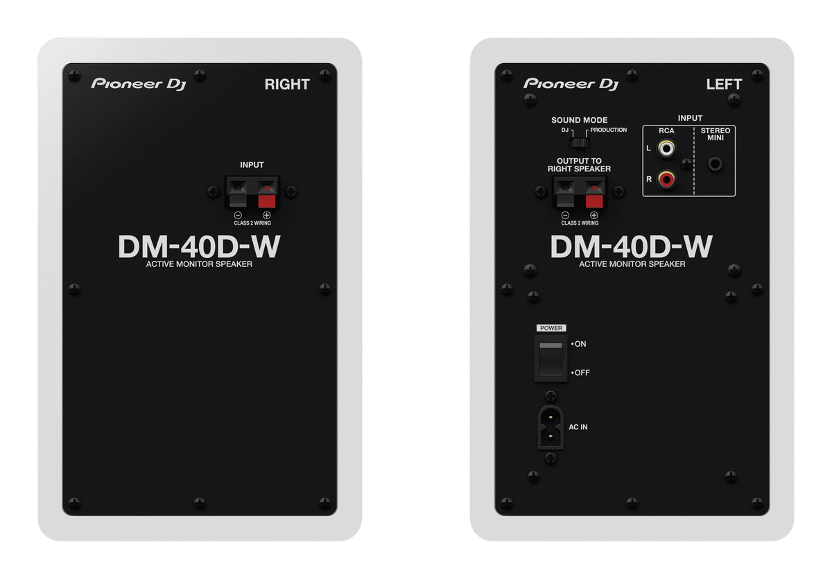 Pioneer DJ DM-40D-W - 4-Inch Desktop Monitor System (Pair, White).