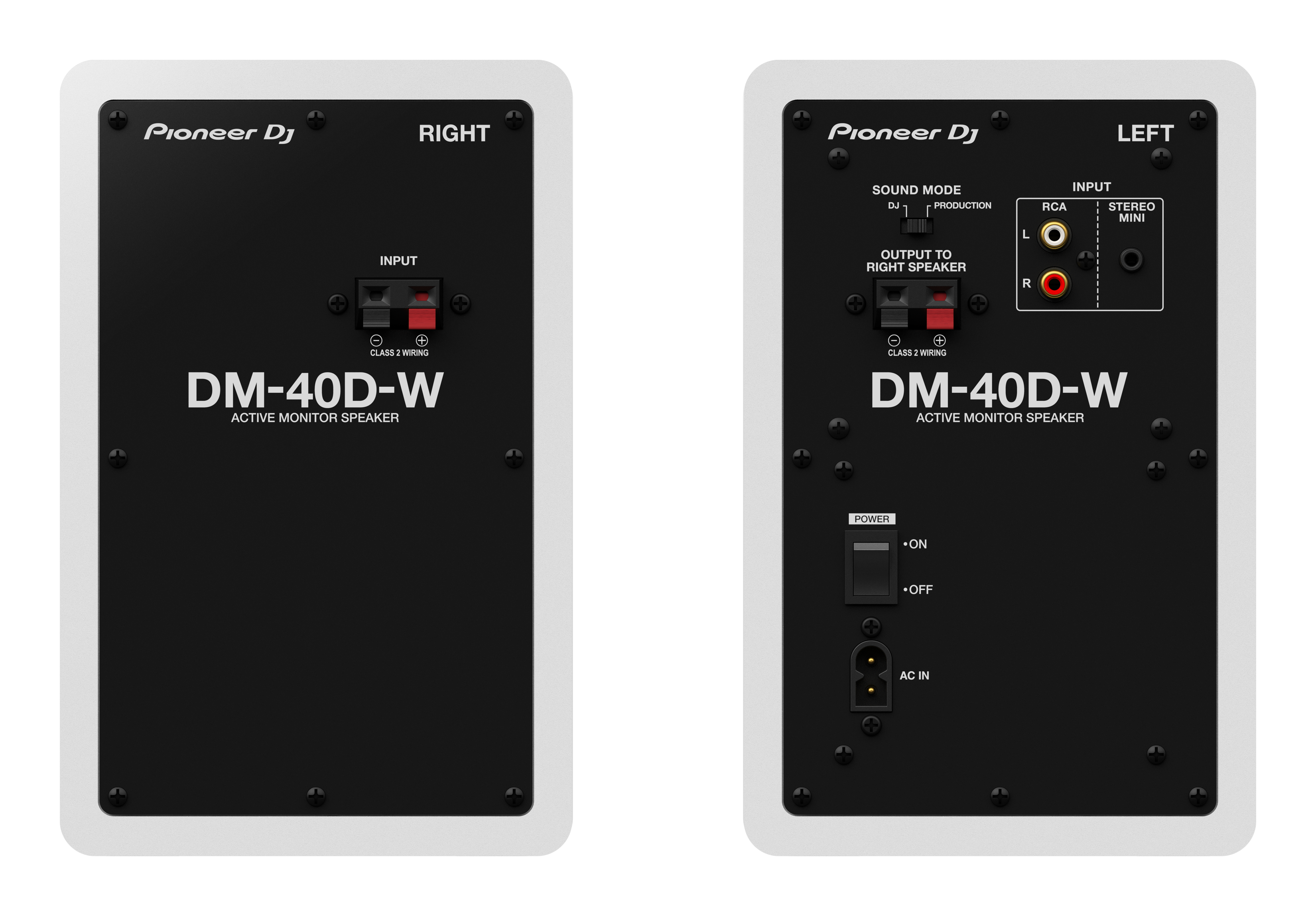 Pioneer DJ DM-40D-W - 4-Inch Desktop Monitor System (Pair, White) - Open Box!.