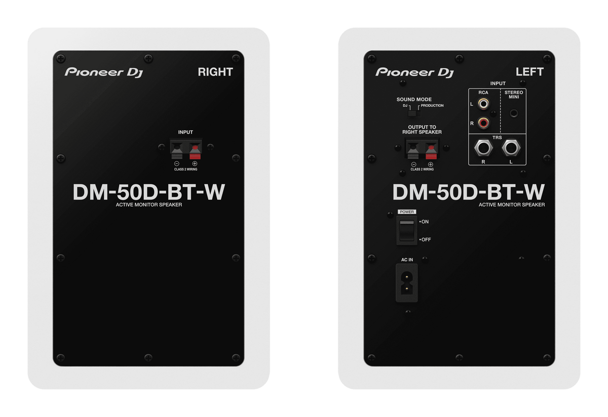 Pioneer DJ DM-50D-BT-W - 5-Inch Desktop Monitor System with Bluetooth Functionality (Pair, White).