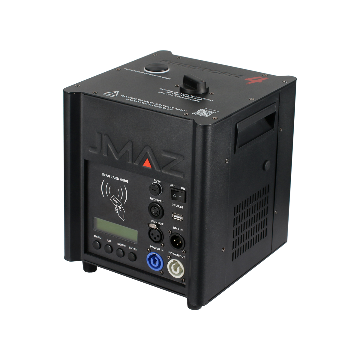 JMAZ FIRESTORM 4 - 600W Cold Spark Machine with Automatic Effect, Height and Duration Modes, Self-Cleaning & Tip-Over Protection