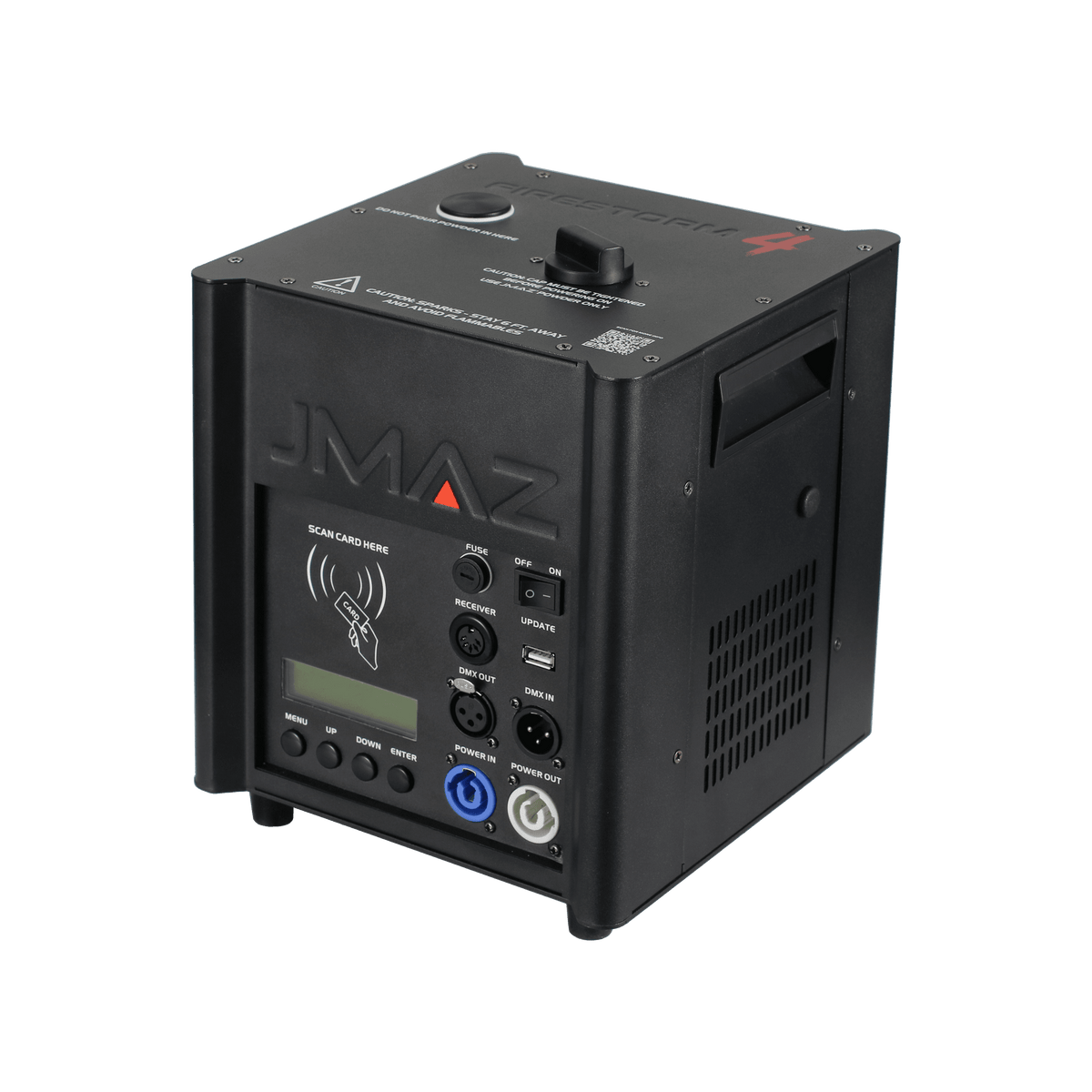JMAZ FIRESTORM 4 - 600W Cold Spark Machine with Automatic Effect, Height and Duration Modes, Self-Cleaning & Tip-Over Protection