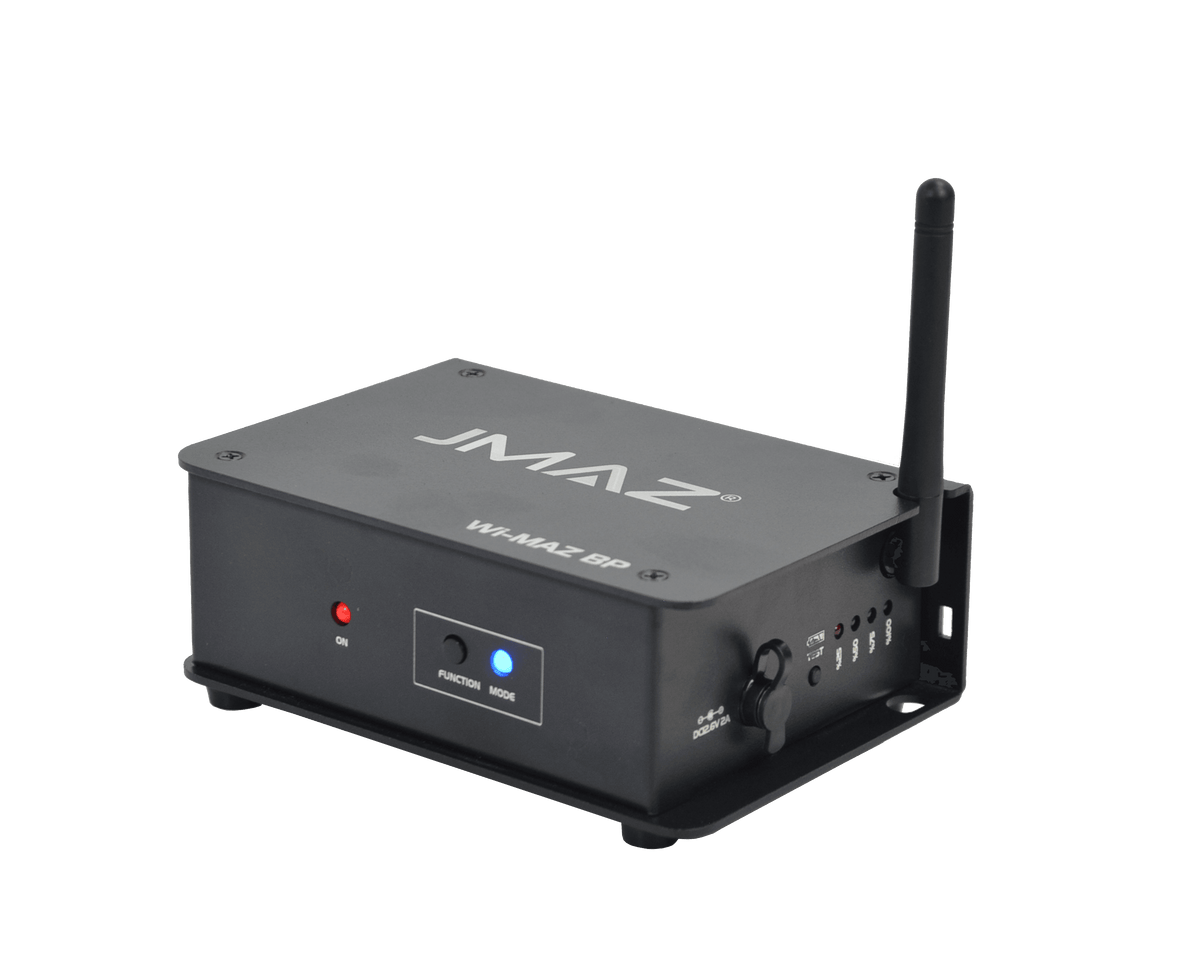JMAZ Wi-MAZ BP - Battery-Powered Wireless DMX Transceiver with Transmitter/Receiver Modes, DMX Input/Output & WI-MAZ/Generic Protocol Support