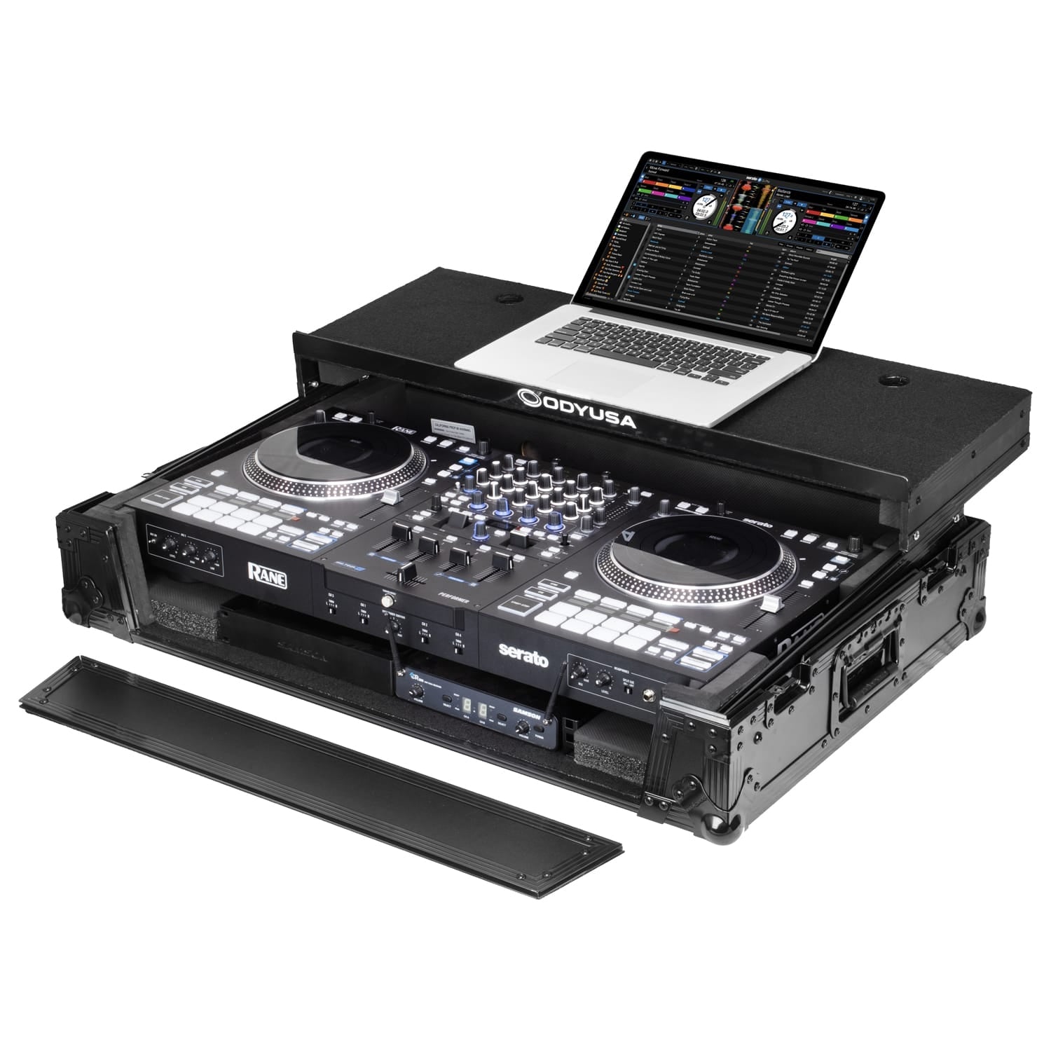 Odyssey FRBLGLP1UWPERFORMER - RANE PERFORMER Black Label 1U Case with Glide Style Laptop Platform and Wheels