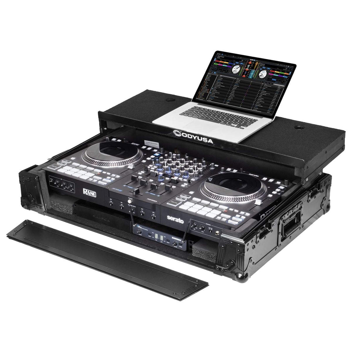 Odyssey FRBLGLP1UWPERFORMER - RANE PERFORMER Black Label 1U Case with Glide Style Laptop Platform and Wheels.