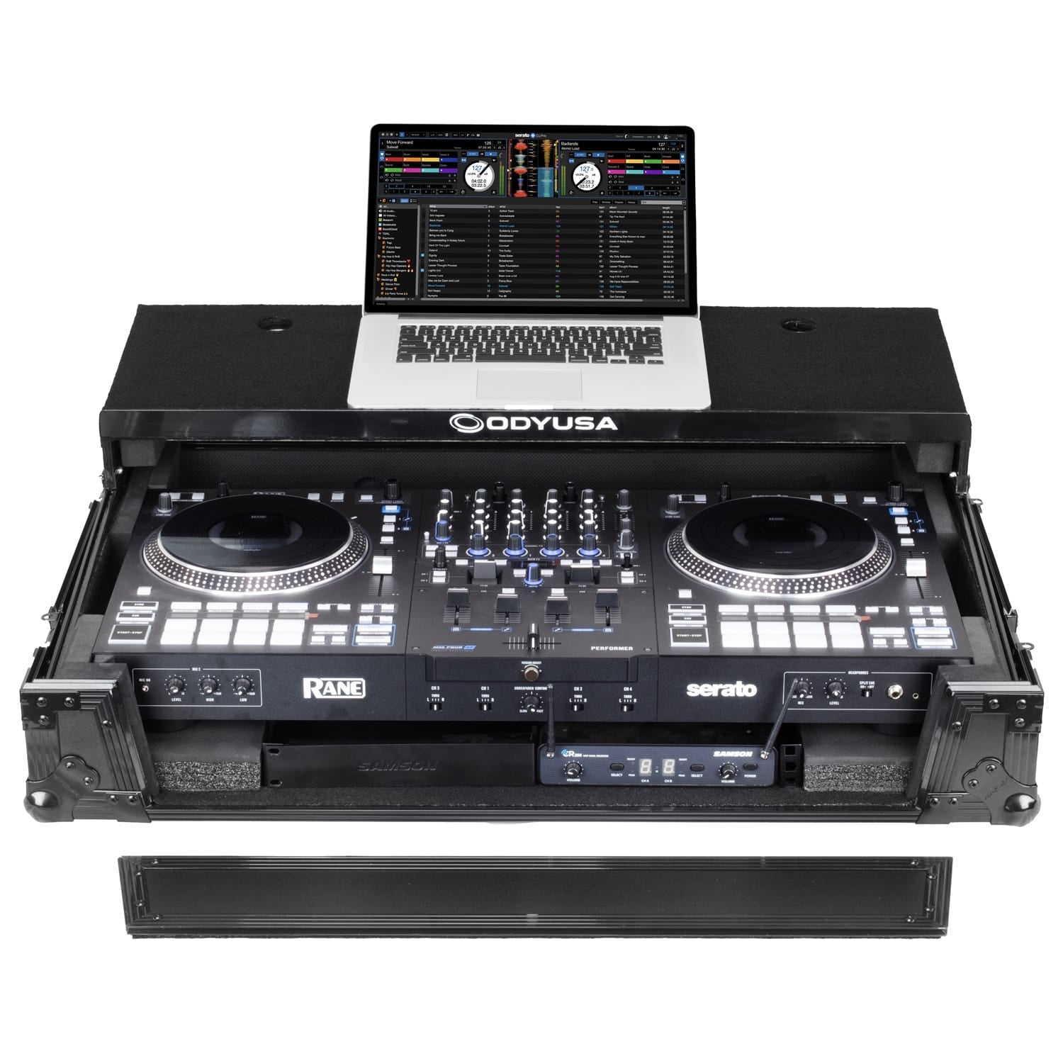 Odyssey FRBLGLP1UWPERFORMER - RANE PERFORMER Black Label 1U Case with Glide Style Laptop Platform and Wheels