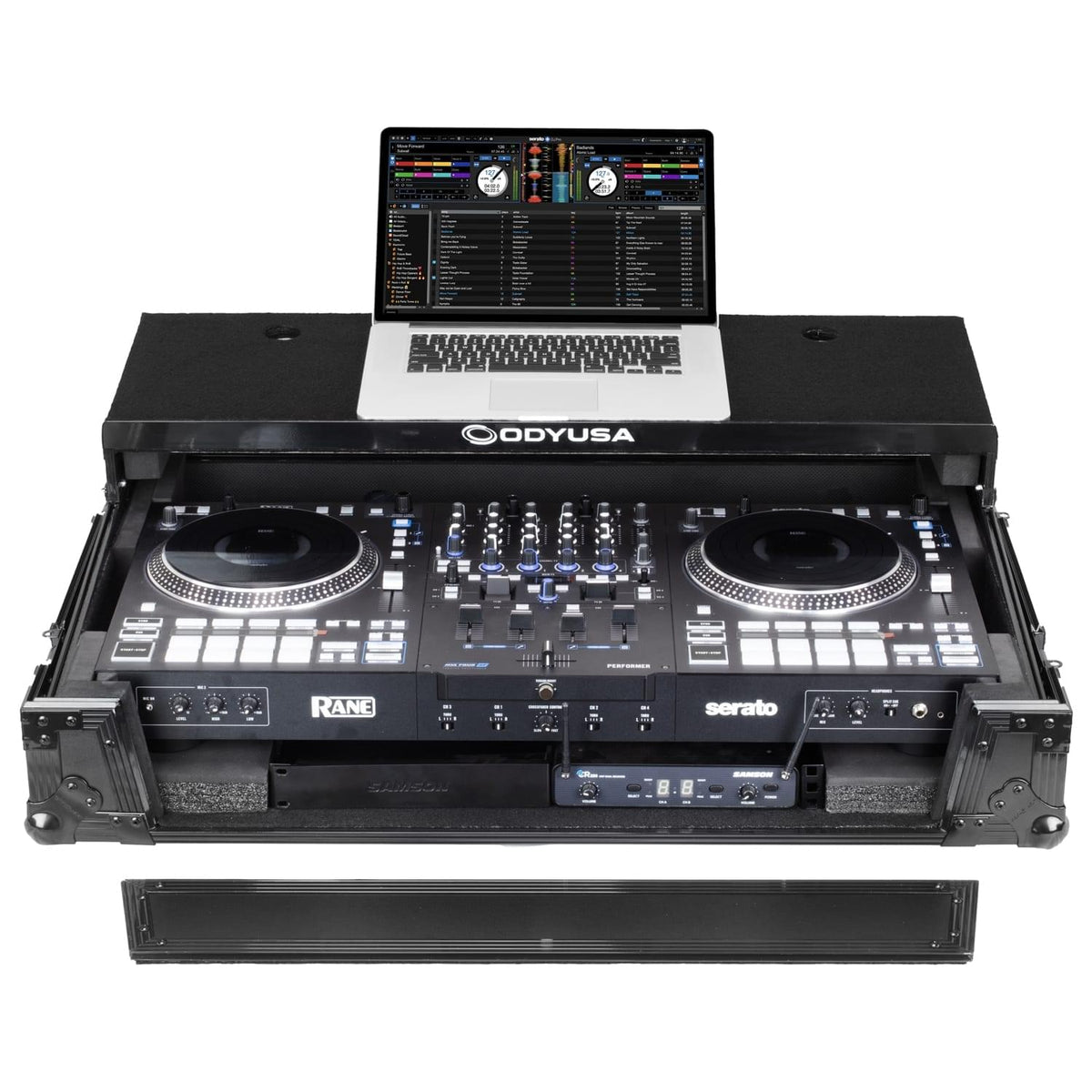 Odyssey FRBLGLP1UWPERFORMER - RANE PERFORMER Black Label 1U Case with Glide Style Laptop Platform and Wheels.