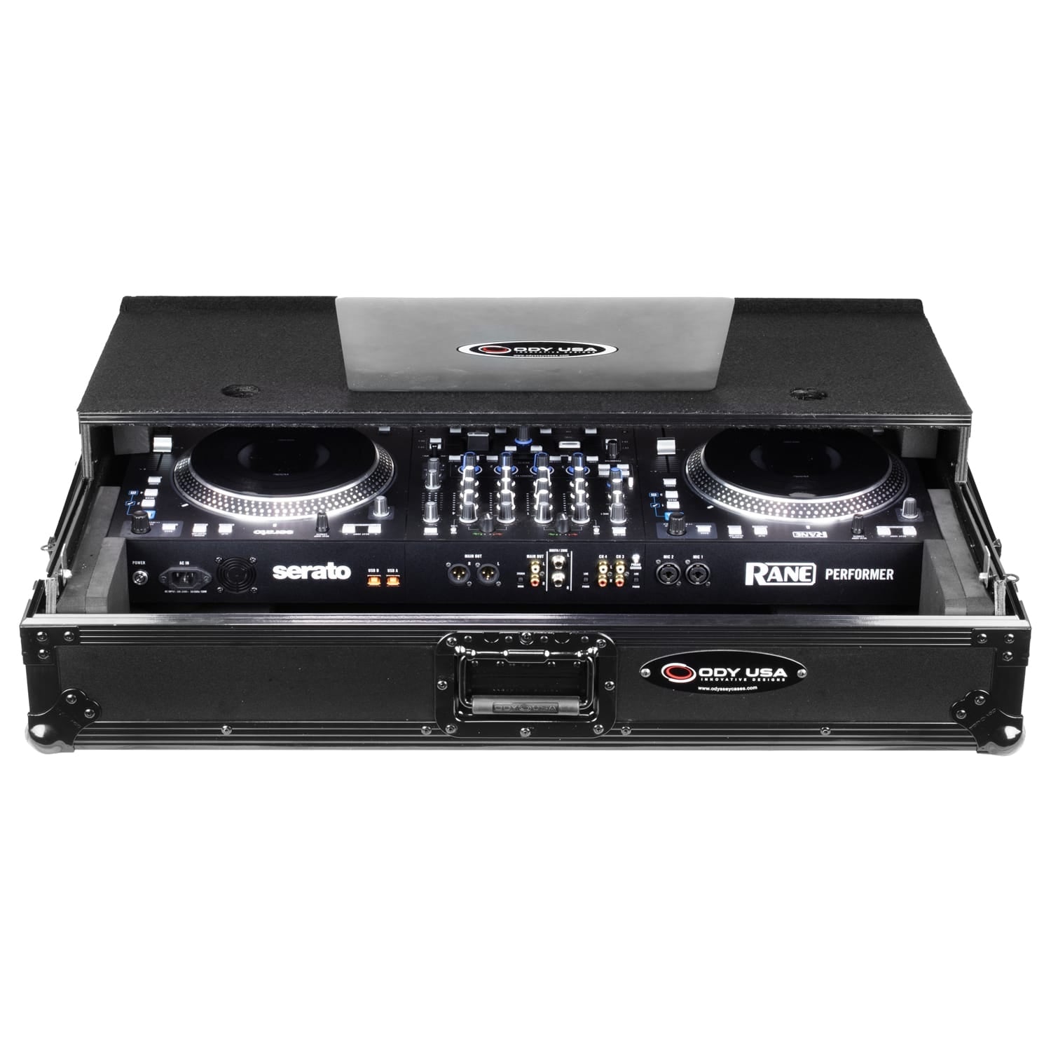 Odyssey FRBLGLP1UWPERFORMER - RANE PERFORMER Black Label 1U Case with Glide Style Laptop Platform and Wheels
