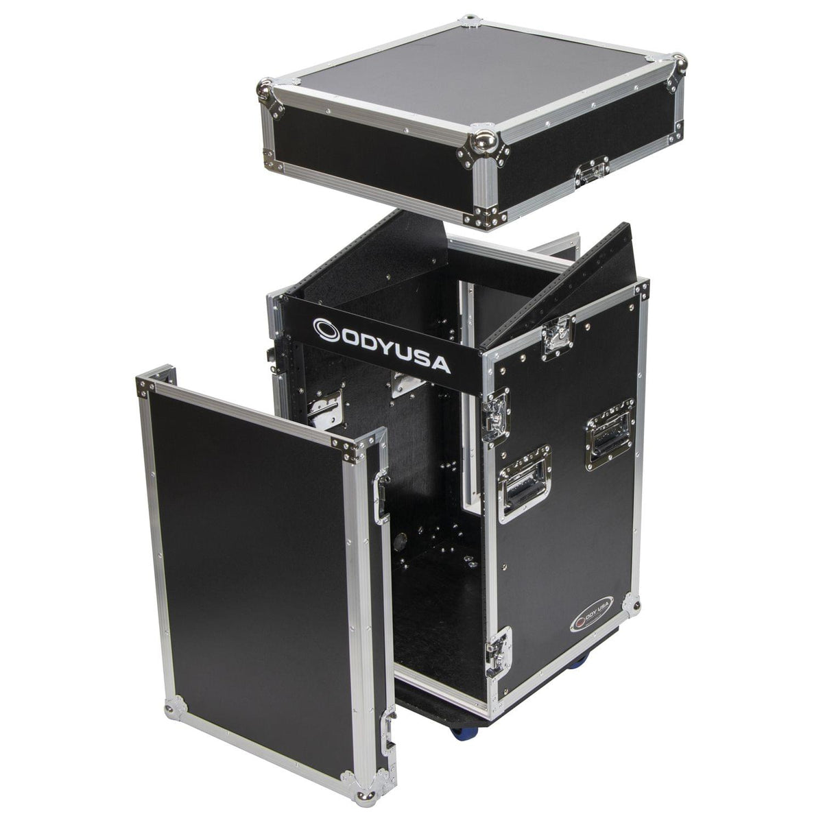 Odyssey FZ1014W 10U Top Slanted 14U Vertical Pro Combo Rack with Wheels