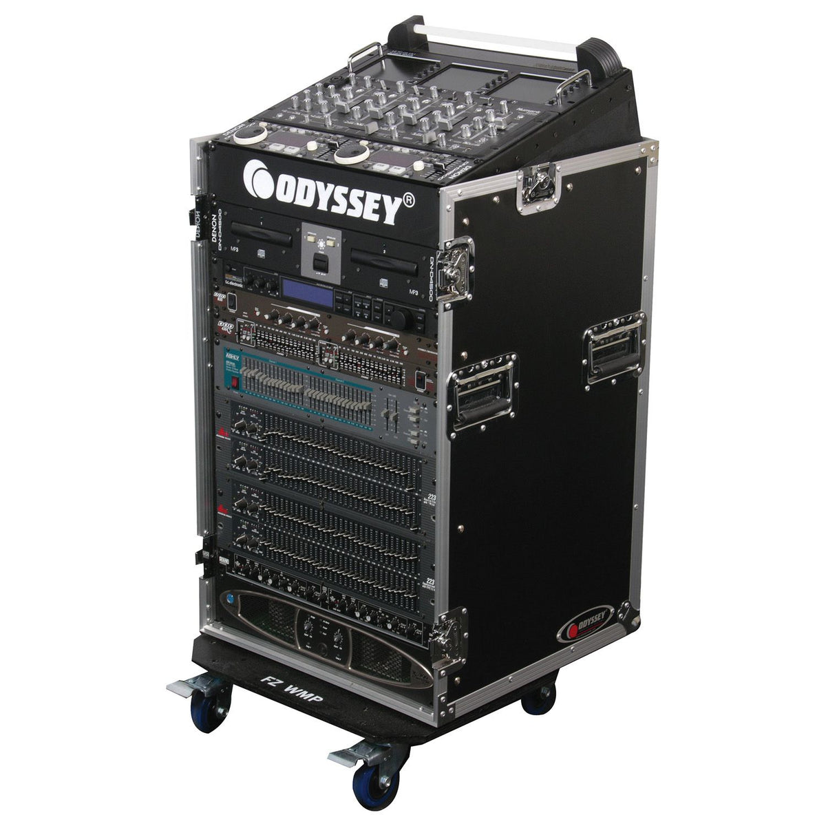Odyssey FZ1016W 10U Top Slanted 16U Vertical Pro Combo Rack with Wheels
