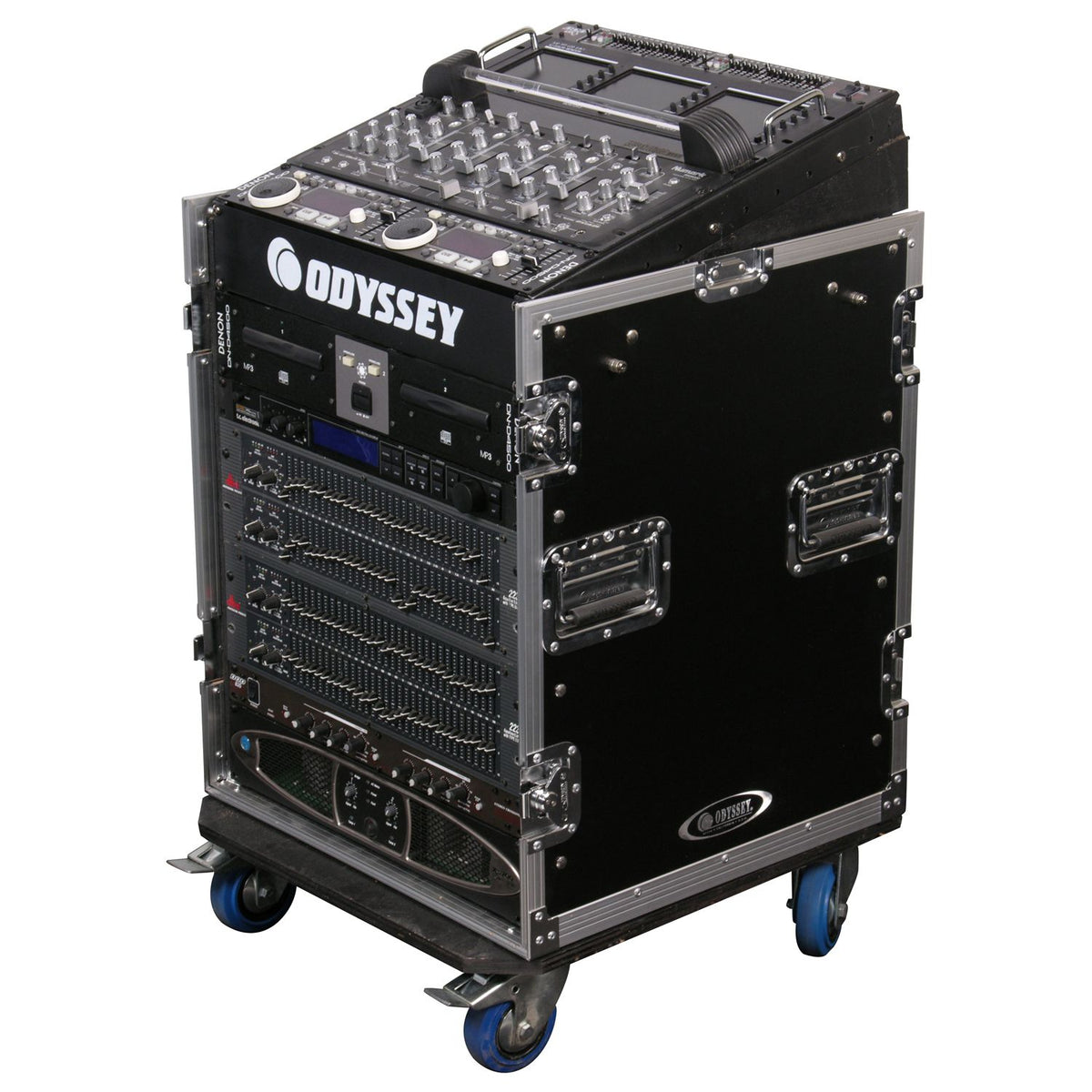 Odyssey FZ1112W 11U Top Slanted 12U Vertical Pro Combo Rack with Casters