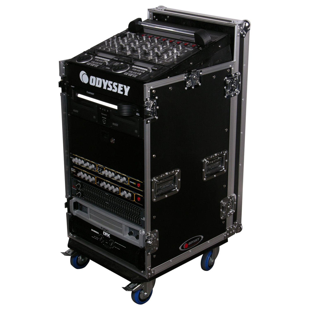 Odyssey FZ1116W 11U Top Slanted 16U Vertical Pro Combo Rack with Casters