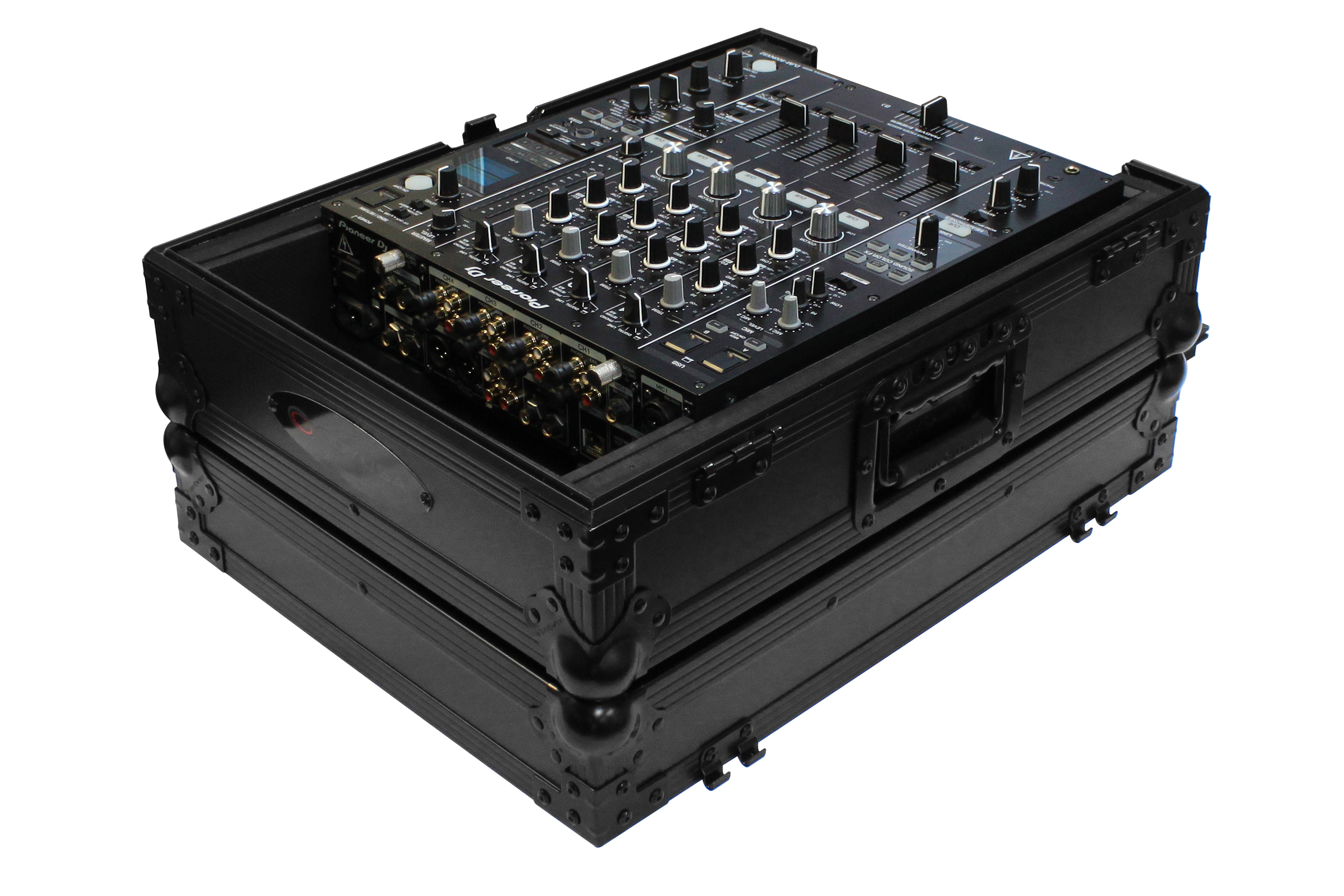 Odyssey FZ12MIXXDBL - All Black Universal 12" Format DJ Mixer Case Pro-Duty with Extra Deep Rear Cable Space
