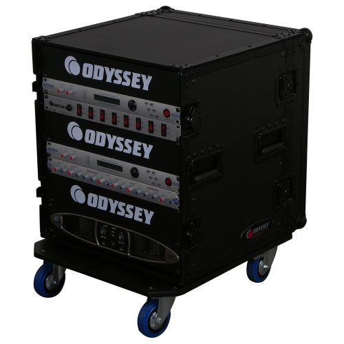 Odyssey FZAR12WBL - Black 12U Pro Amp Rack with Casters.