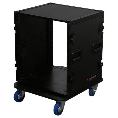 Odyssey FZAR12WBL - Black 12U Pro Amp Rack with Casters.