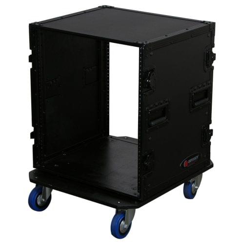 Odyssey FZAR12WBL - Black 12U Pro Amp Rack with Casters.