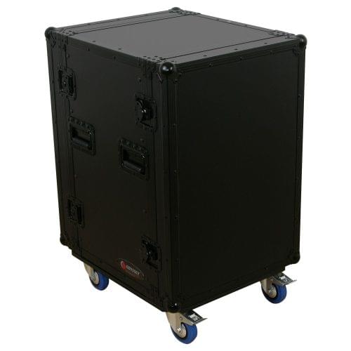 Odyssey FZAR16WBL - Black 16U Pro Amp Rack with Casters.