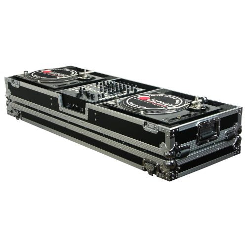Odyssey FZDJ12W - 12" Format DJ Mixer and Two Standard Position Turntables Flight Coffin Case with Wheels