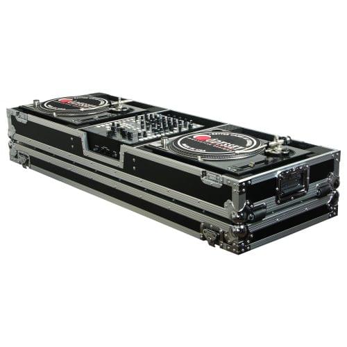 Odyssey FZDJ12W - 12" Format DJ Mixer and Two Standard Position Turntables Flight Coffin Case with Wheels