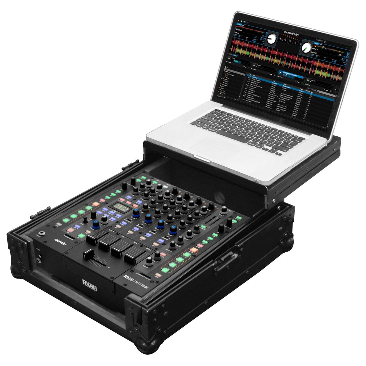 Odyssey FZGS12RANE64BL - Black Rane Sixty-Four 12" Mixer Flight Case with Glide Platform