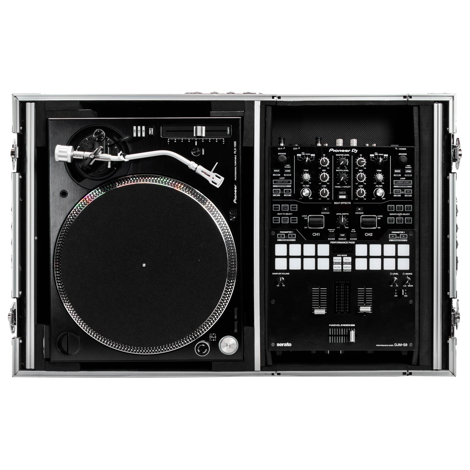 Odyssey FZGS1BM10W - Reversible 10" Format DJ Mixer and One Battle Position Turntable Coffin Flight Case with Glide Platform
