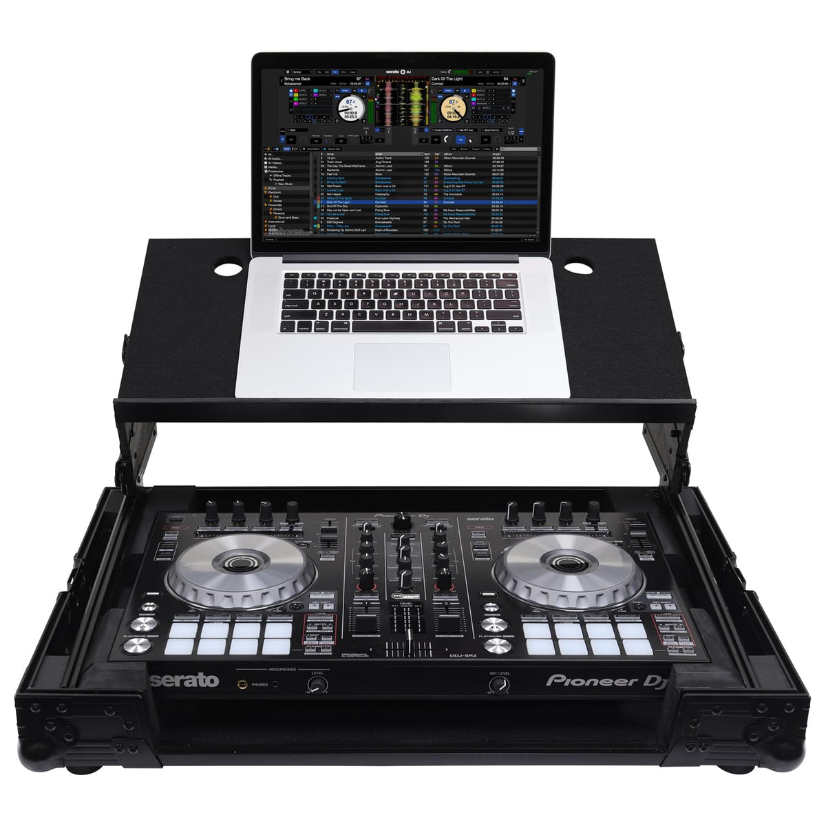 Odyssey FZGSADDJSR2BL - Black Pioneer DDJ-SR / DDJ-SR2 Flight Case with Angle Glide Platform